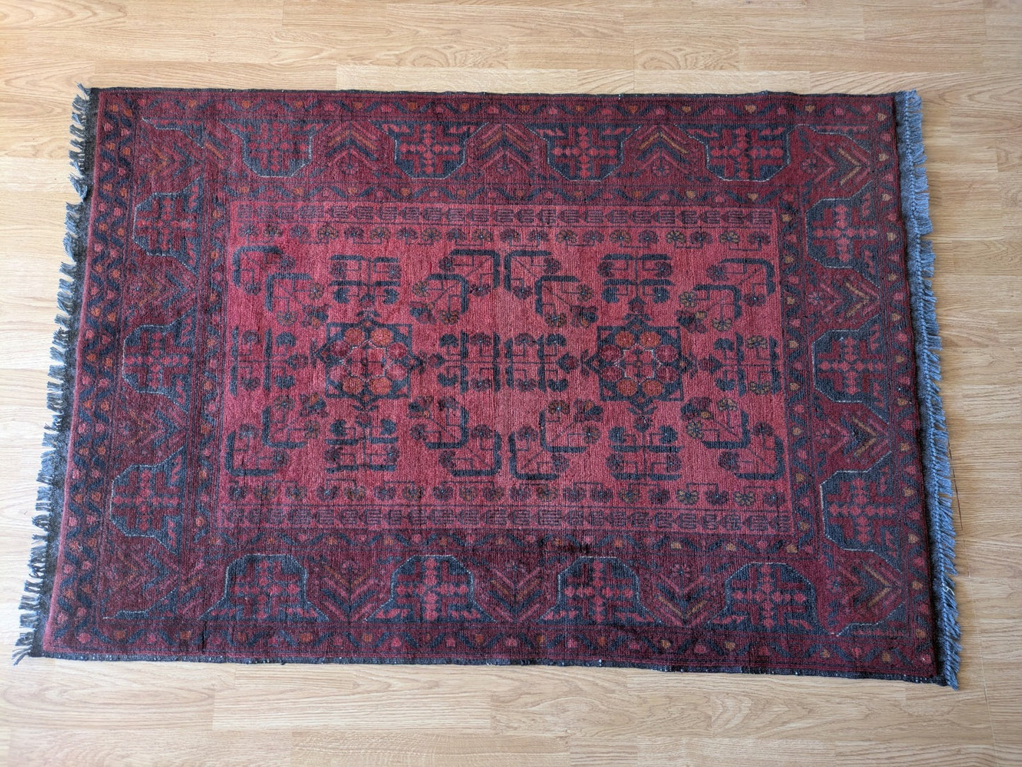 Afghan Handwoven Oriental Rug 151x99cm Top Condition Oriental Carpet Rug Red Lrg