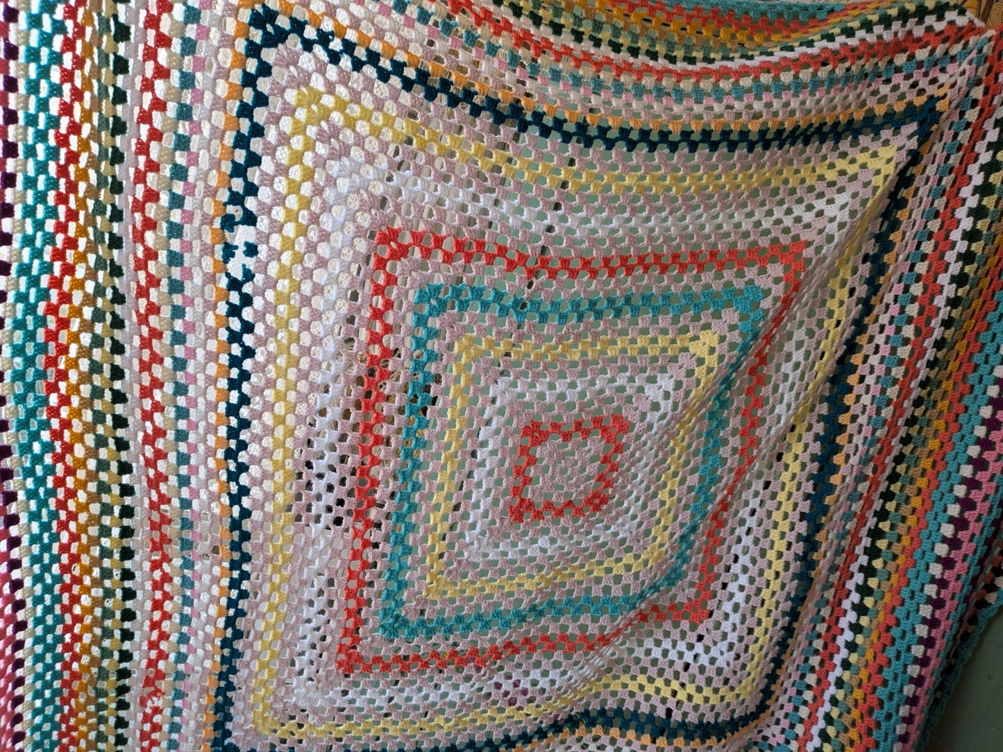 Handmade Granny Crochet Blanket Square Campervan Sofa Throw Picnic VW Pride Vtg 
