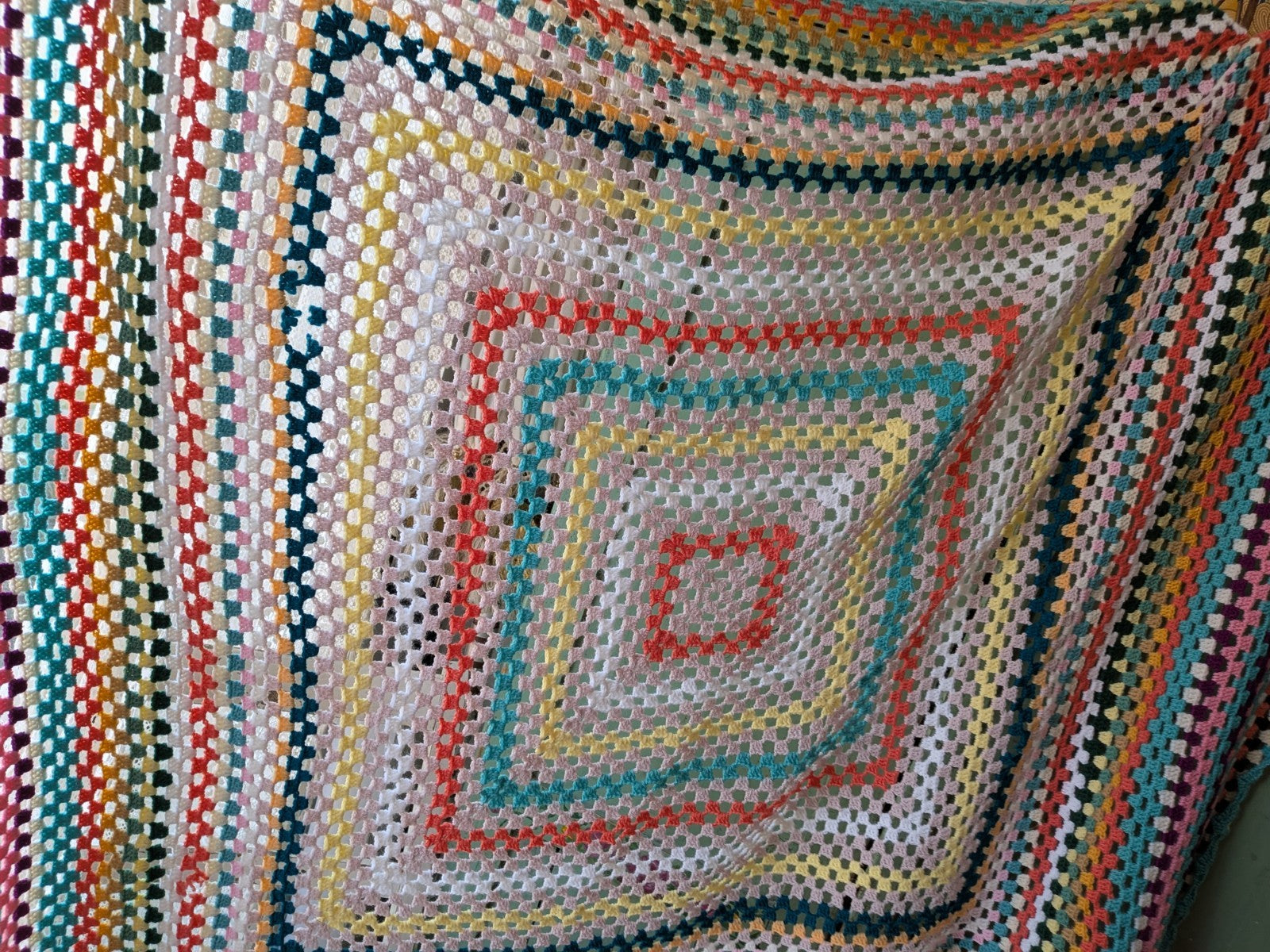 Handmade Granny Crochet Blanket Square Campervan Sofa Throw Picnic VW Pride Vtg 