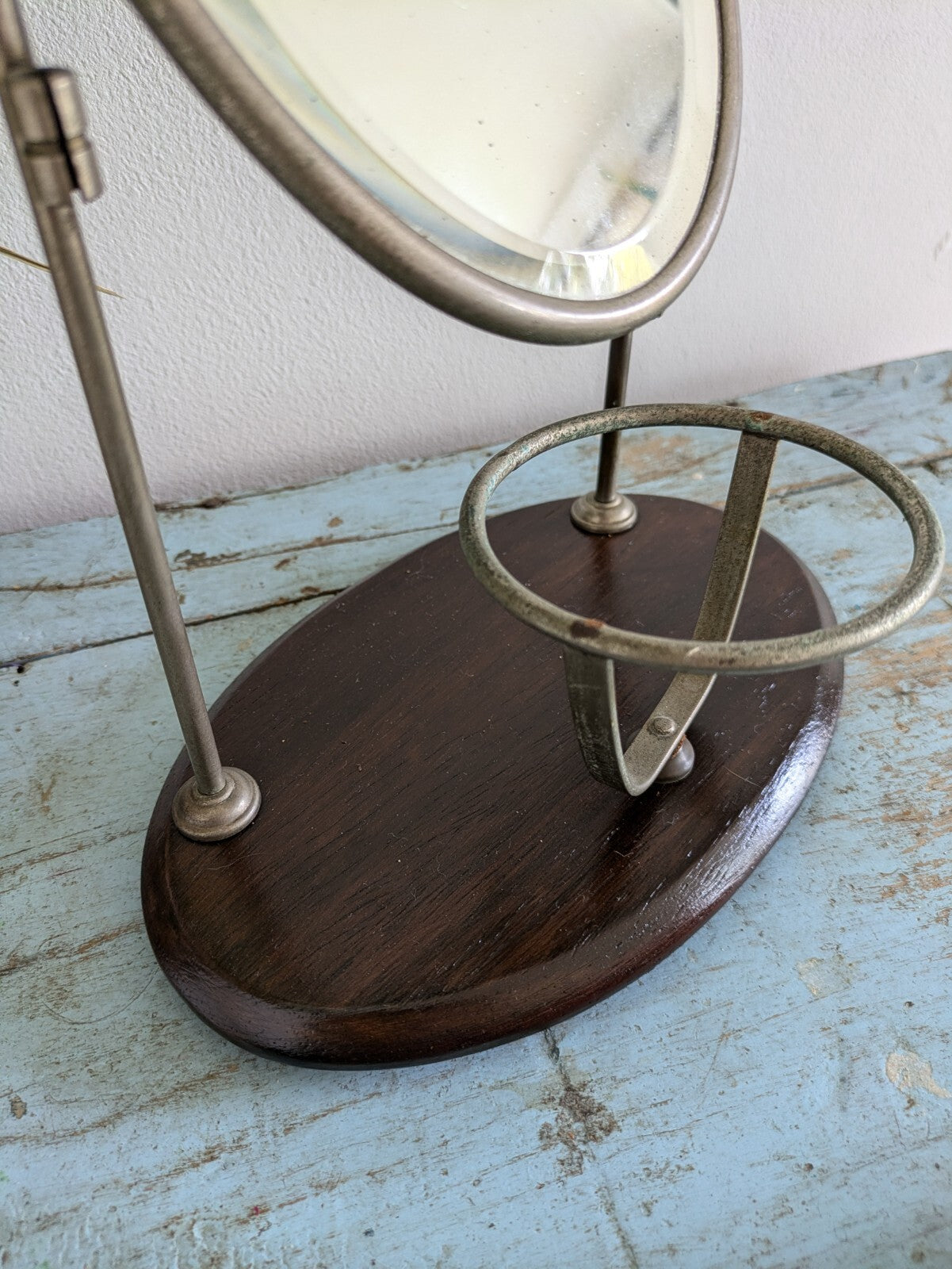 Vtg Art Deco Shaving Barber Mirror Tilt Barber Haircuts Antique 1920s 30s Stand 
