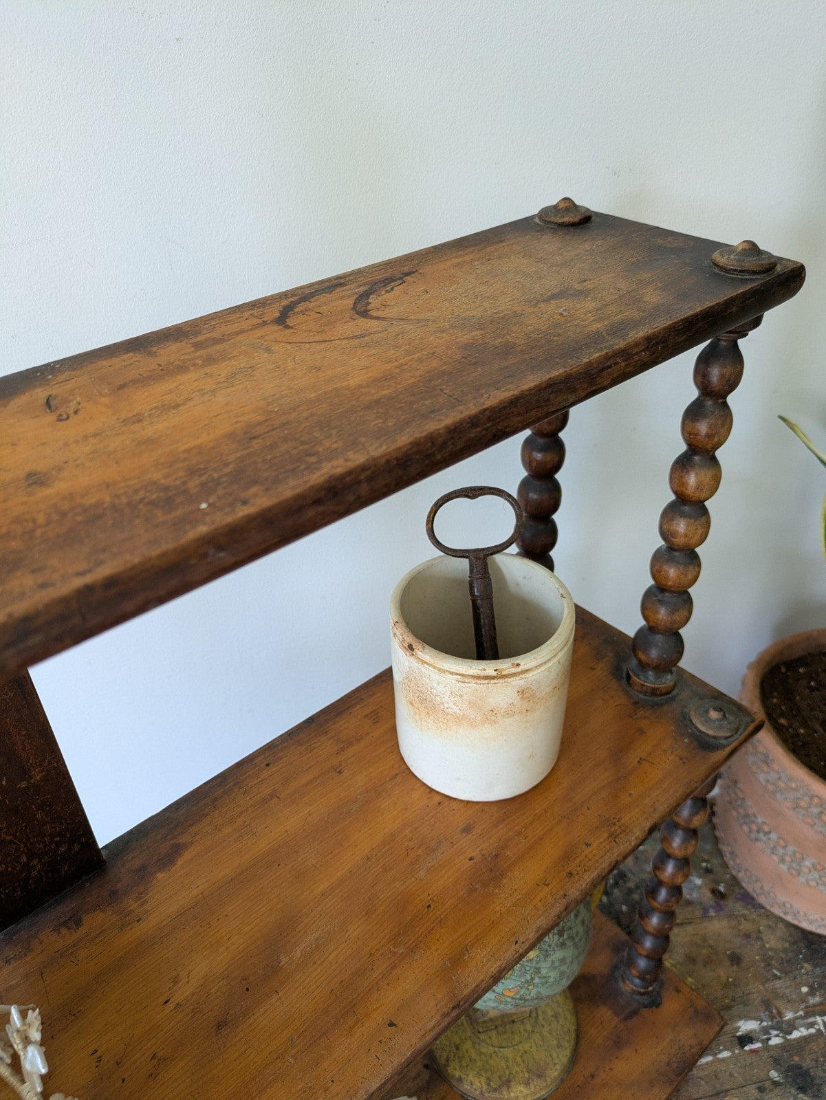 Antique Victorian French Console Shelves Whatnot Shelves with Bobbin Spindles