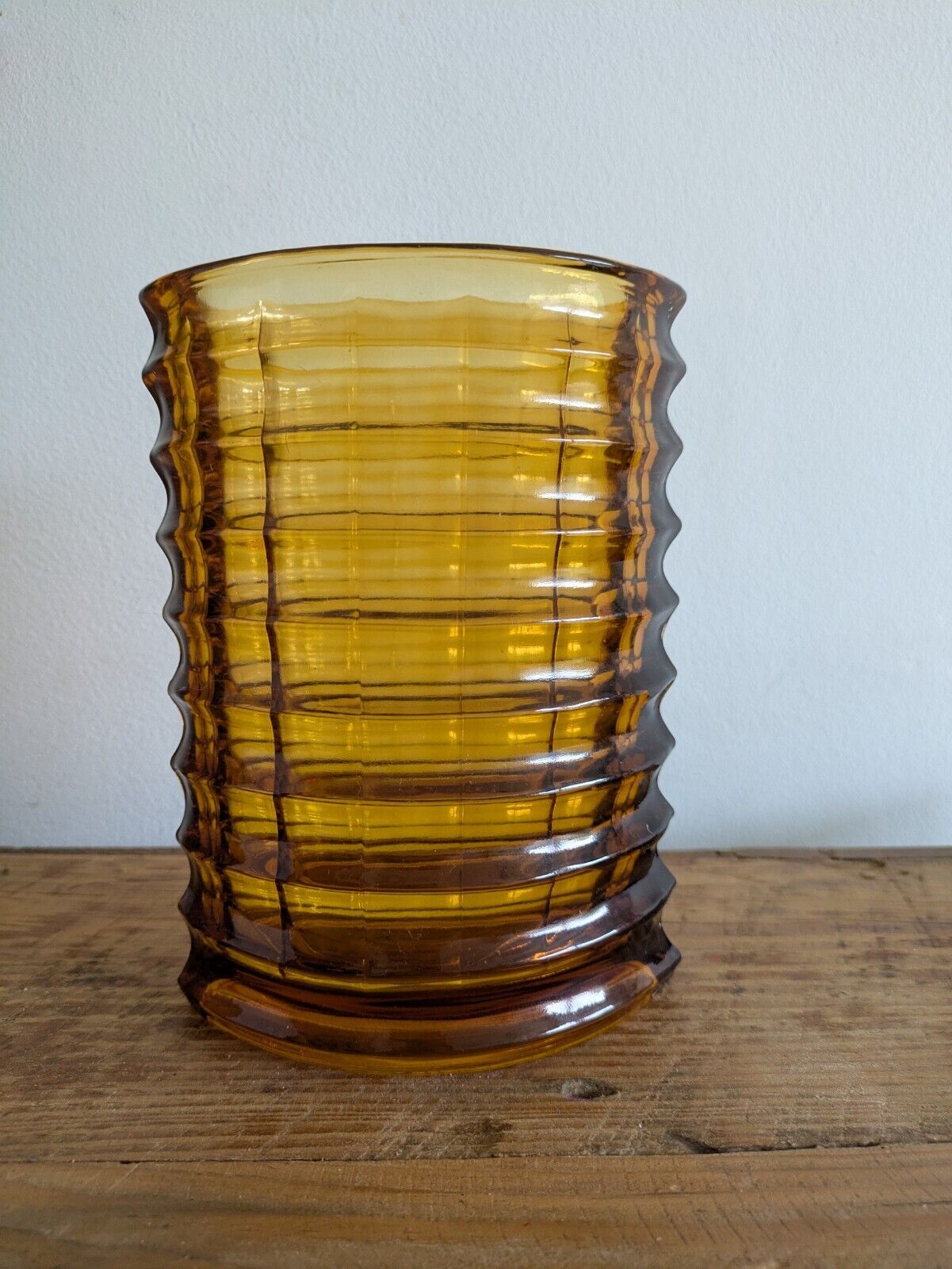 RARE 1975 Zabkowice Glass Works Amber Vase Jan Sylwester Drost New Look Optical 
