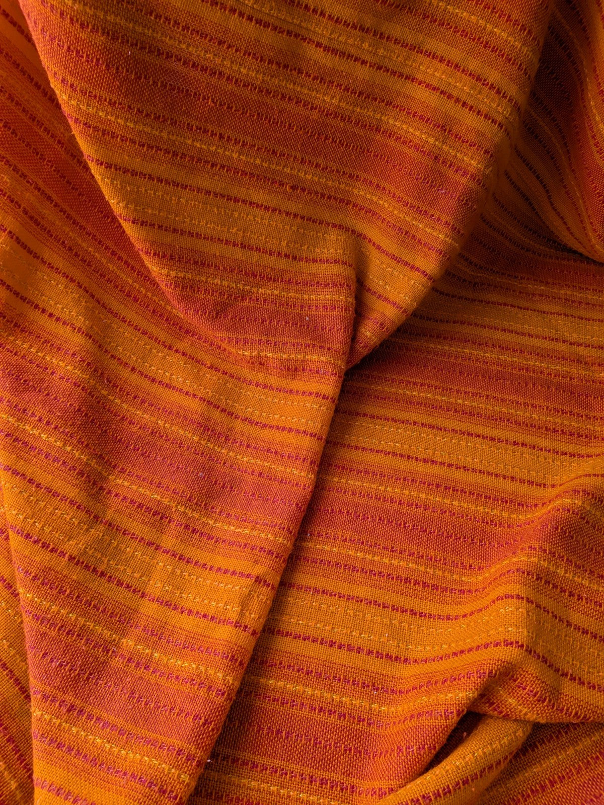 Vintage Retro Orange Polyester Double Bedspread Topper Bedding RARE Prop Woven