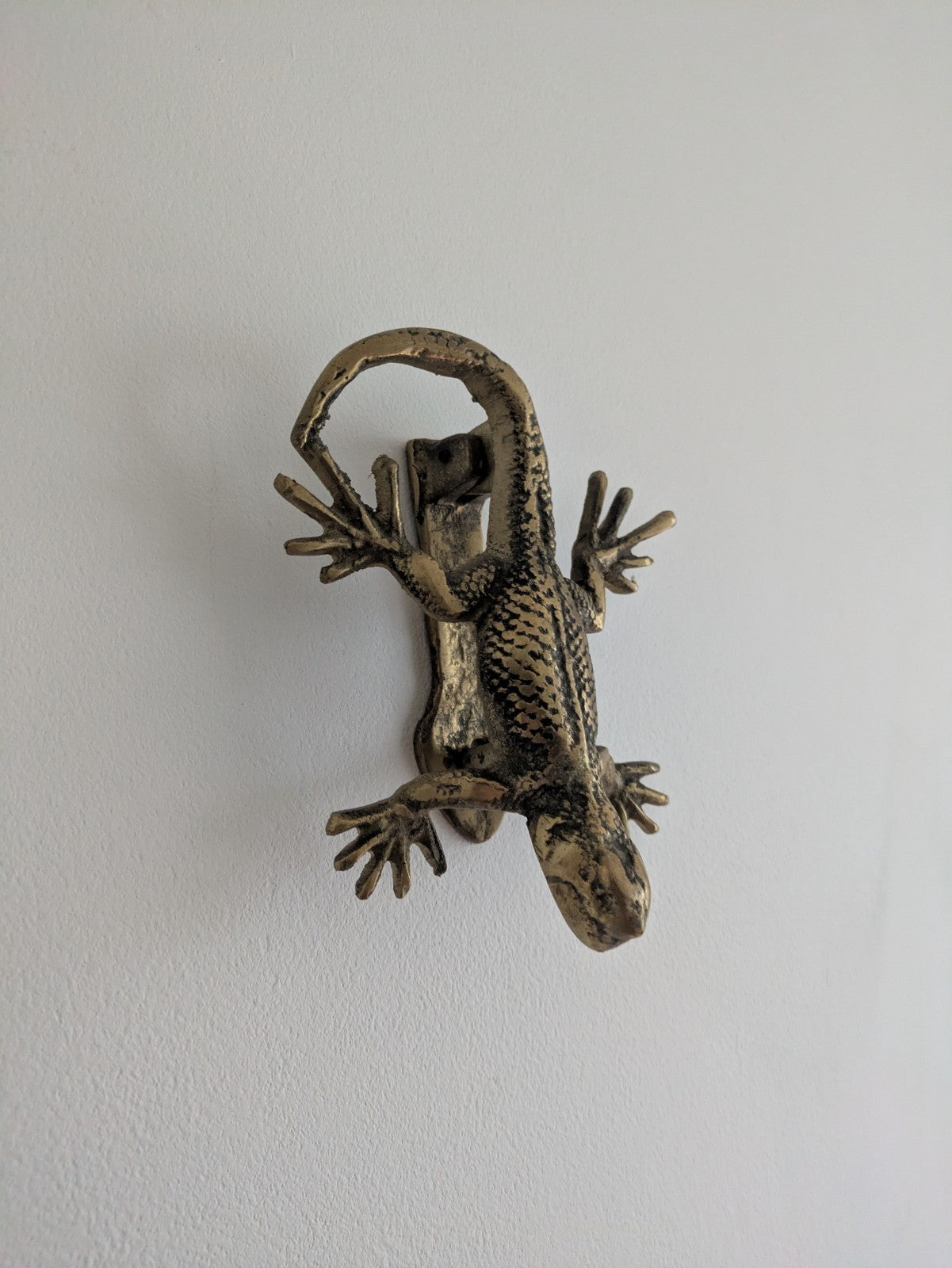Front Door Knocker Lizard Antique Brass Animal Heavy Chunky Large Vintage Prop