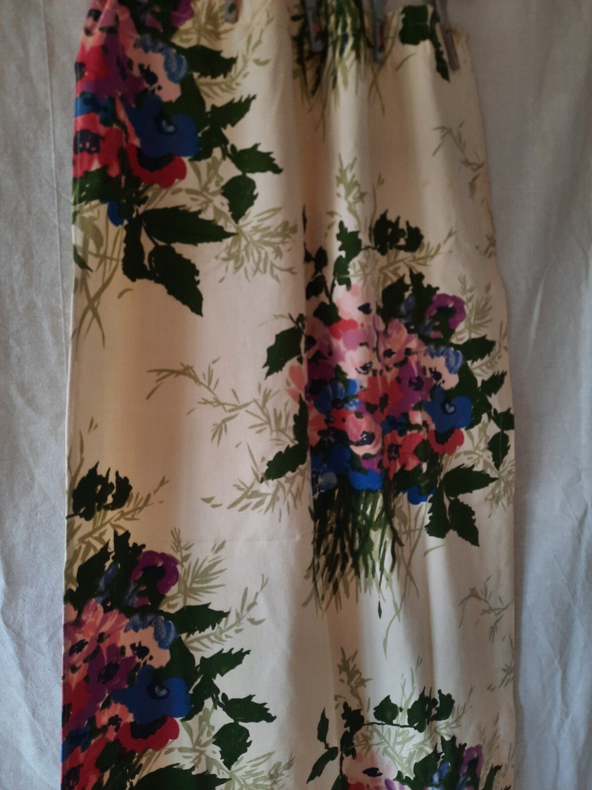 2.38 Metres Vintage French Romanex De Boussac Fabric Floral Flowers Curtain Old