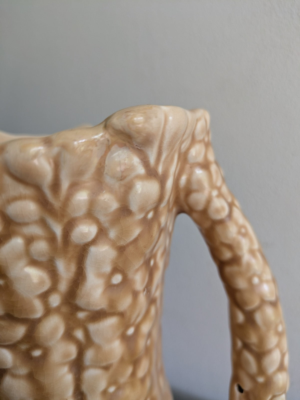 Vintage Sylvac Hollyhock Jug No. 1962 Large Satin Beige Floral Pitcher Vase Old