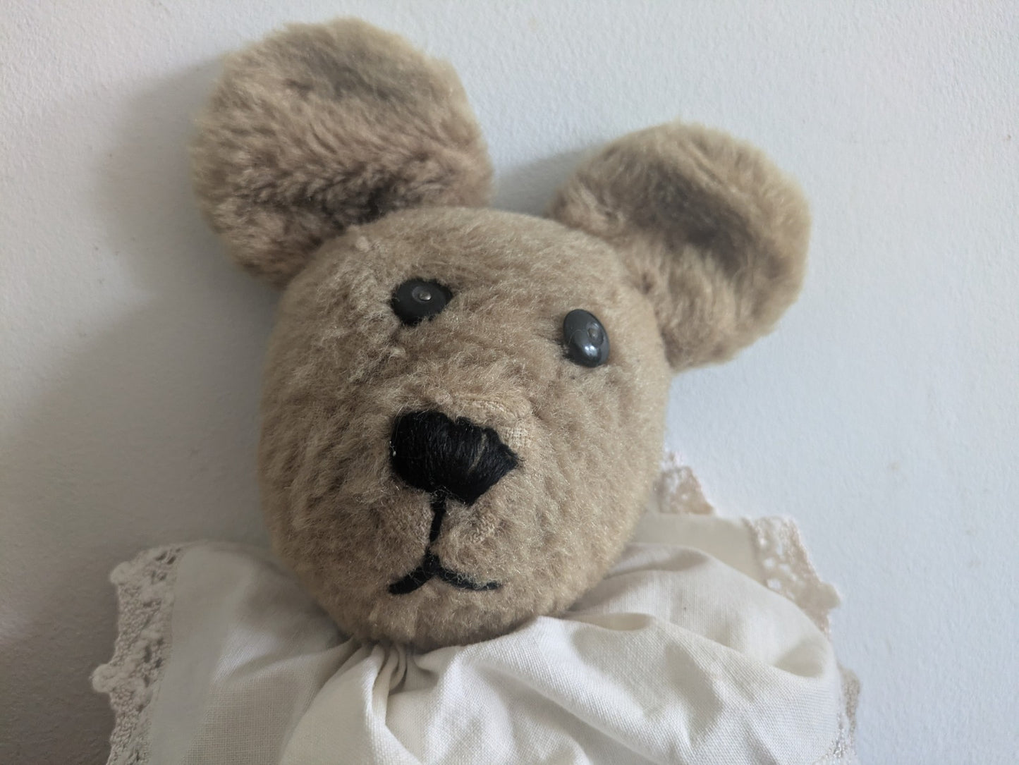 Old Vintage Teddy Bear Plush Soft  Articulated Jointed Toy Collar Prop Floppy