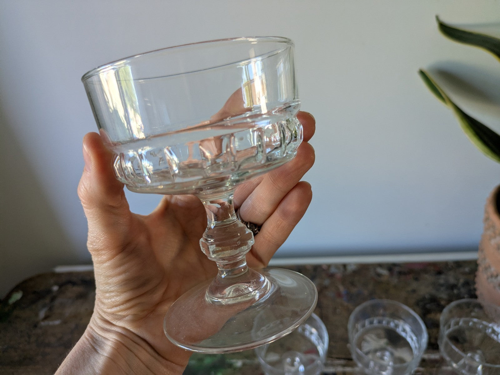 6x Vintage Champagne Luminarc French Crystal Glasses Set Pudding Dishes  Quality