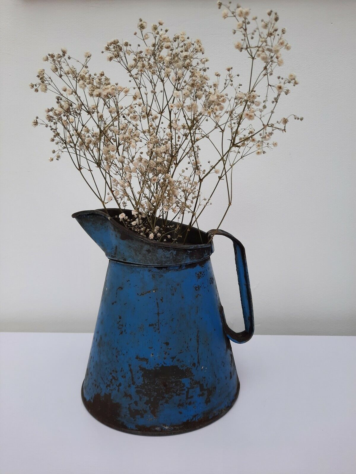 Vintage Blue Oil Jug, Pourer, Half Gallon, 1960's / 1970's Automobilia blue vase