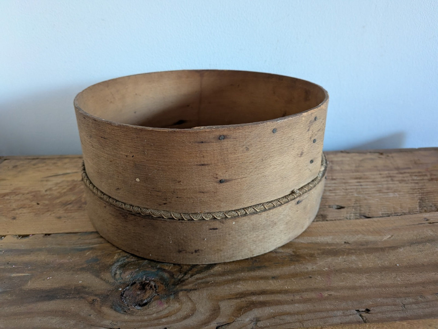 Vintage Small Wooden Rustic Bentwood Farmhouse Sieve / Sifter Grain Flour Mesh