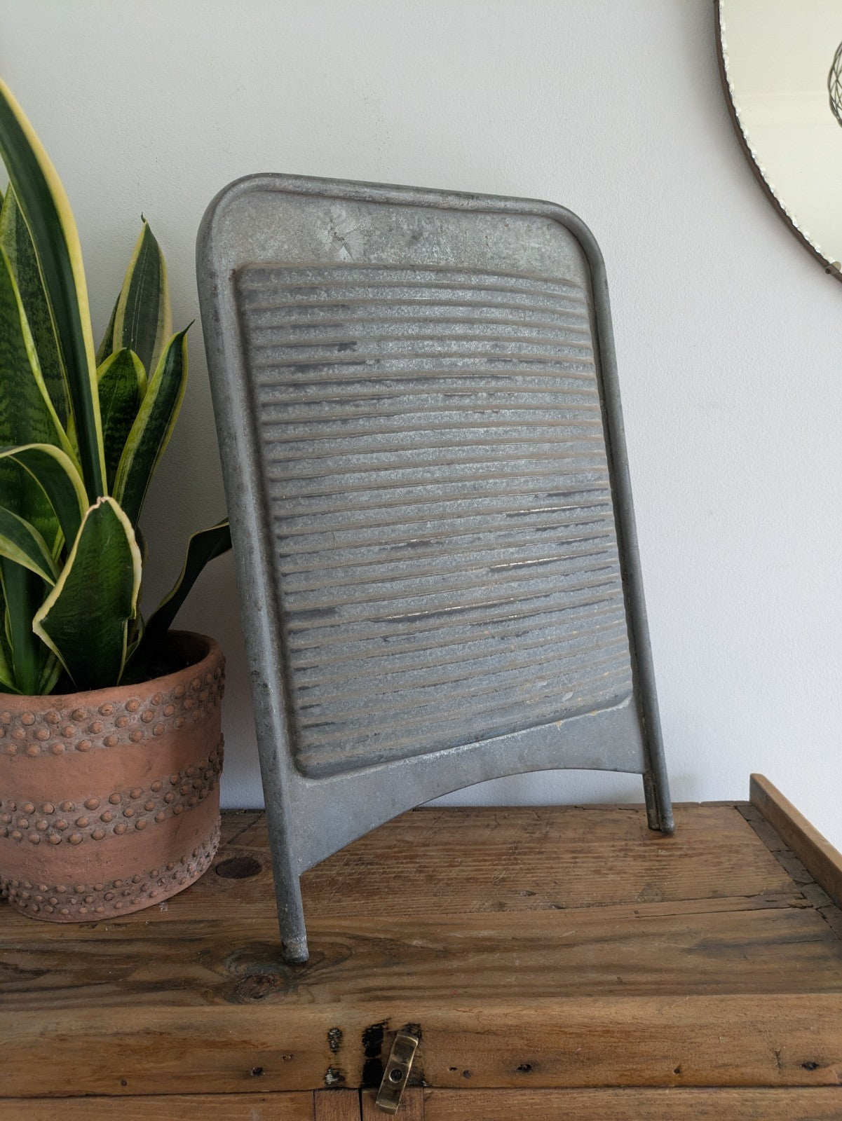 Antique Vintage Washboard Zinc Metal Galvanized Props Washing Laundry Decor Vgc