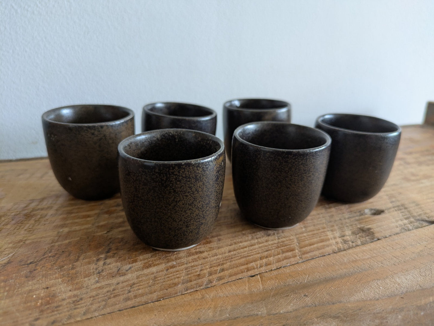 6x Vintage Denby Brown Glaze Egg Cups 1970s Retro Mid Century Prop Kitchen Set 