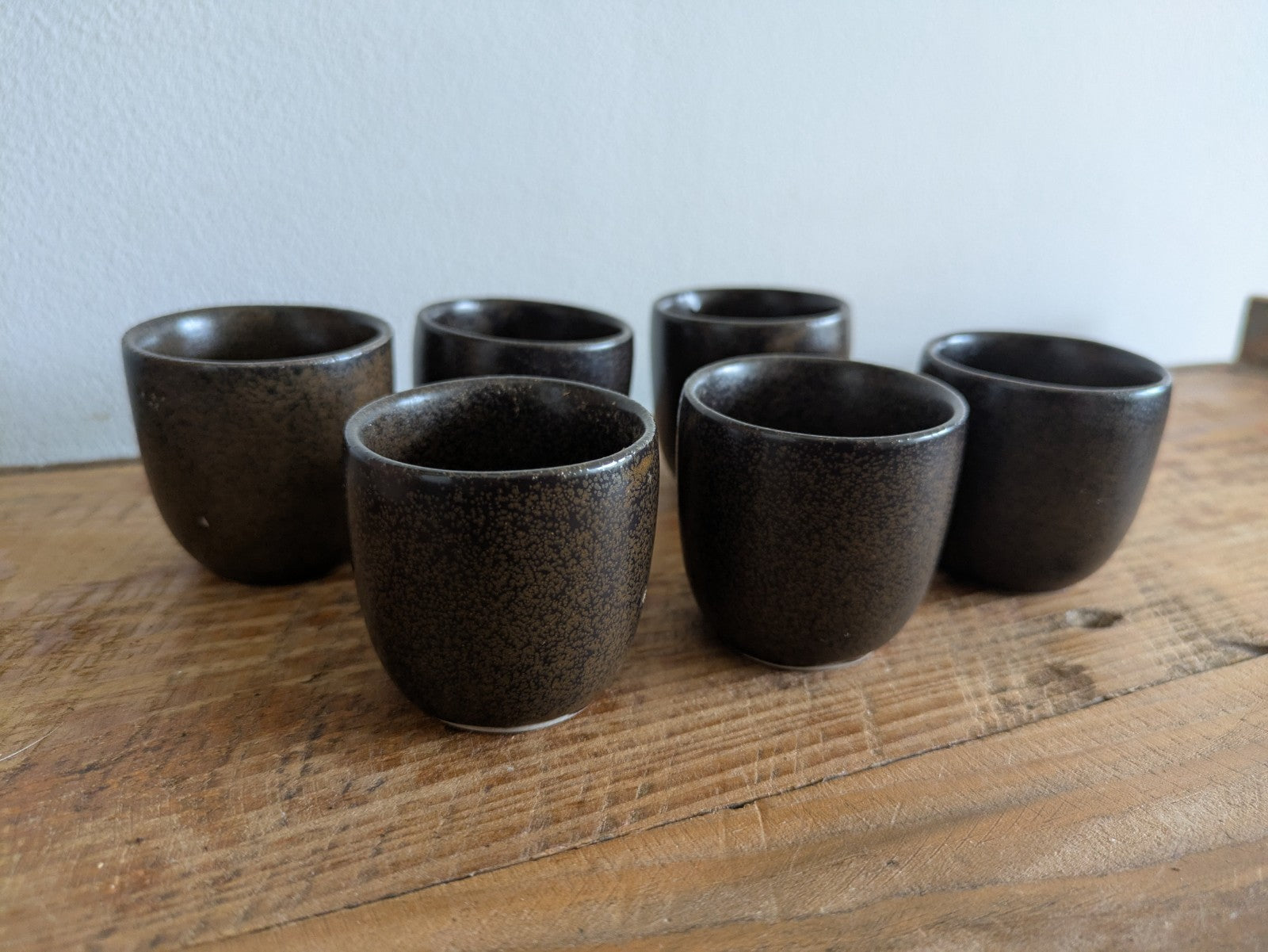 6x Vintage Denby Brown Glaze Egg Cups 1970s Retro Mid Century Prop Kitchen Set 