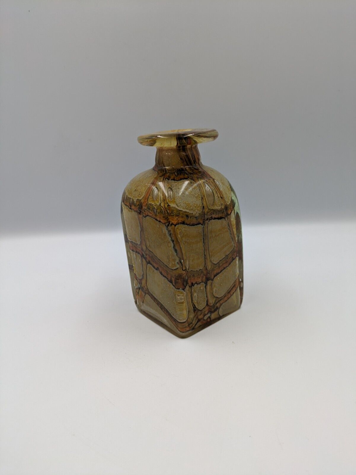 Rare Vtg Mid Cntury Mdina 70s Art Glass Bottle Mdg Vase Earthtones Vicente Boffo