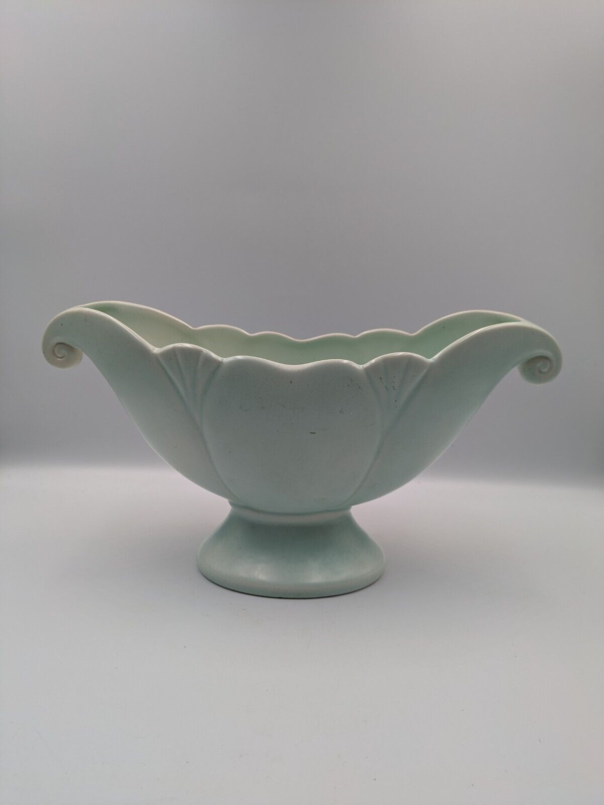 Arthur Wood Vintage Pastel Green Mantle Vase two-handled 1950s Retro Pottery Vgc
