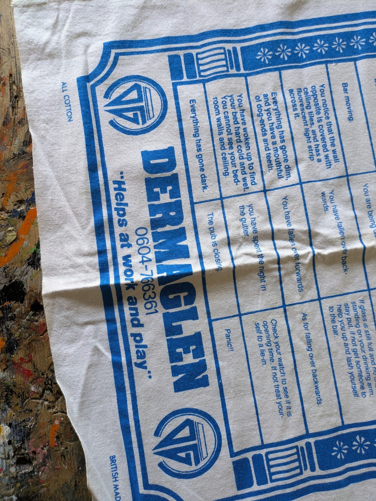 Vintage Dermaglen Drinkers Guide Bar Fault Finding Novelty Funny Gift Tea Towel 