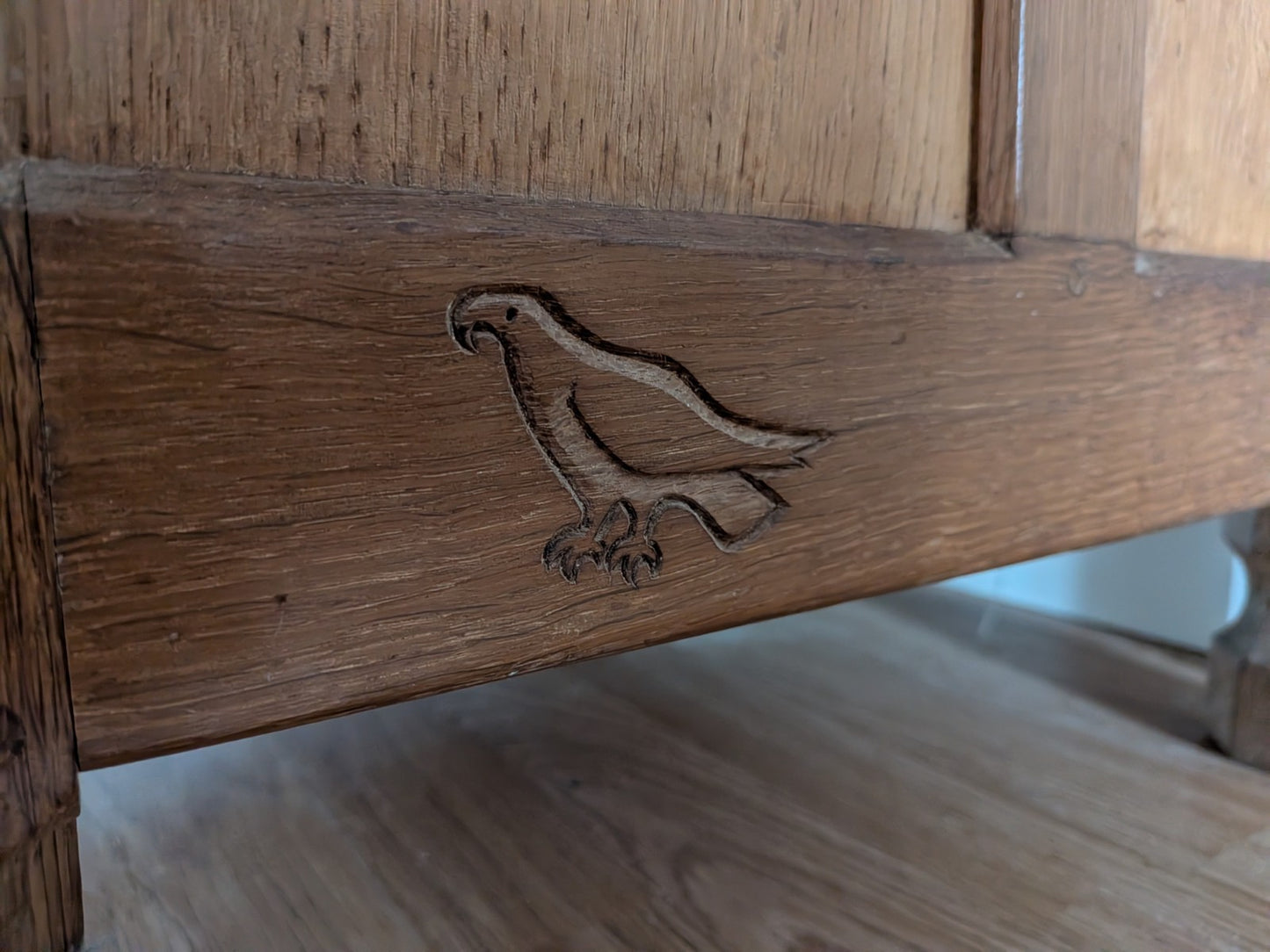 Ex. Mouseman Apprentice Eagleman  Albert Jeffray Oak Ottoman Box Critter Adzed
