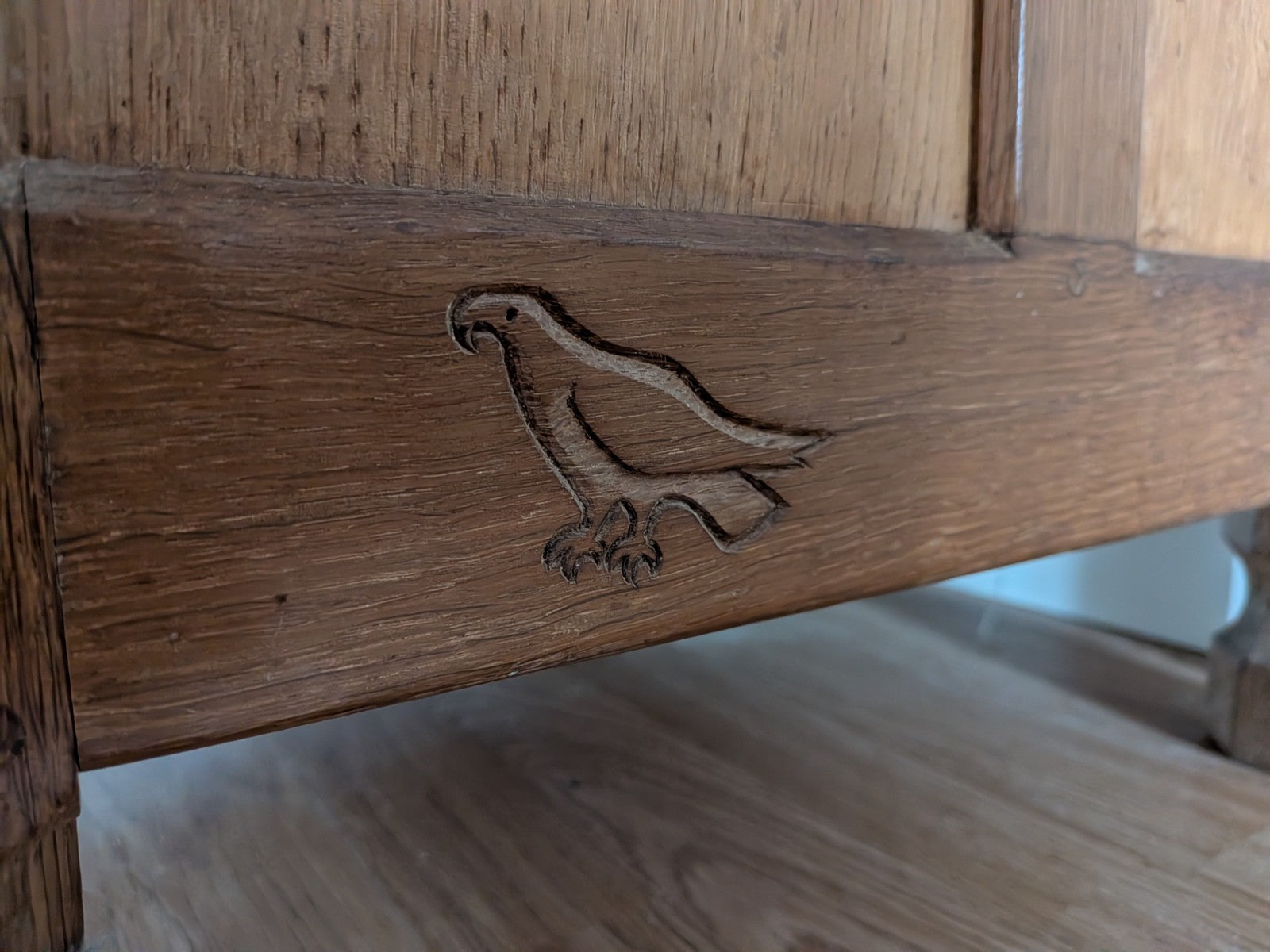 Ex. Mouseman Apprentice Eagleman  Albert Jeffray Oak Ottoman Box Critter Adzed