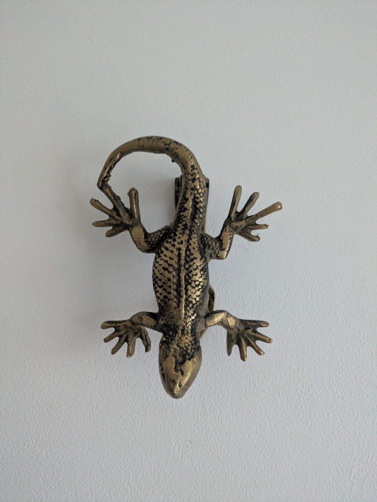 Front Door Knocker Lizard Antique Brass Animal Heavy Chunky Large Vintage Prop