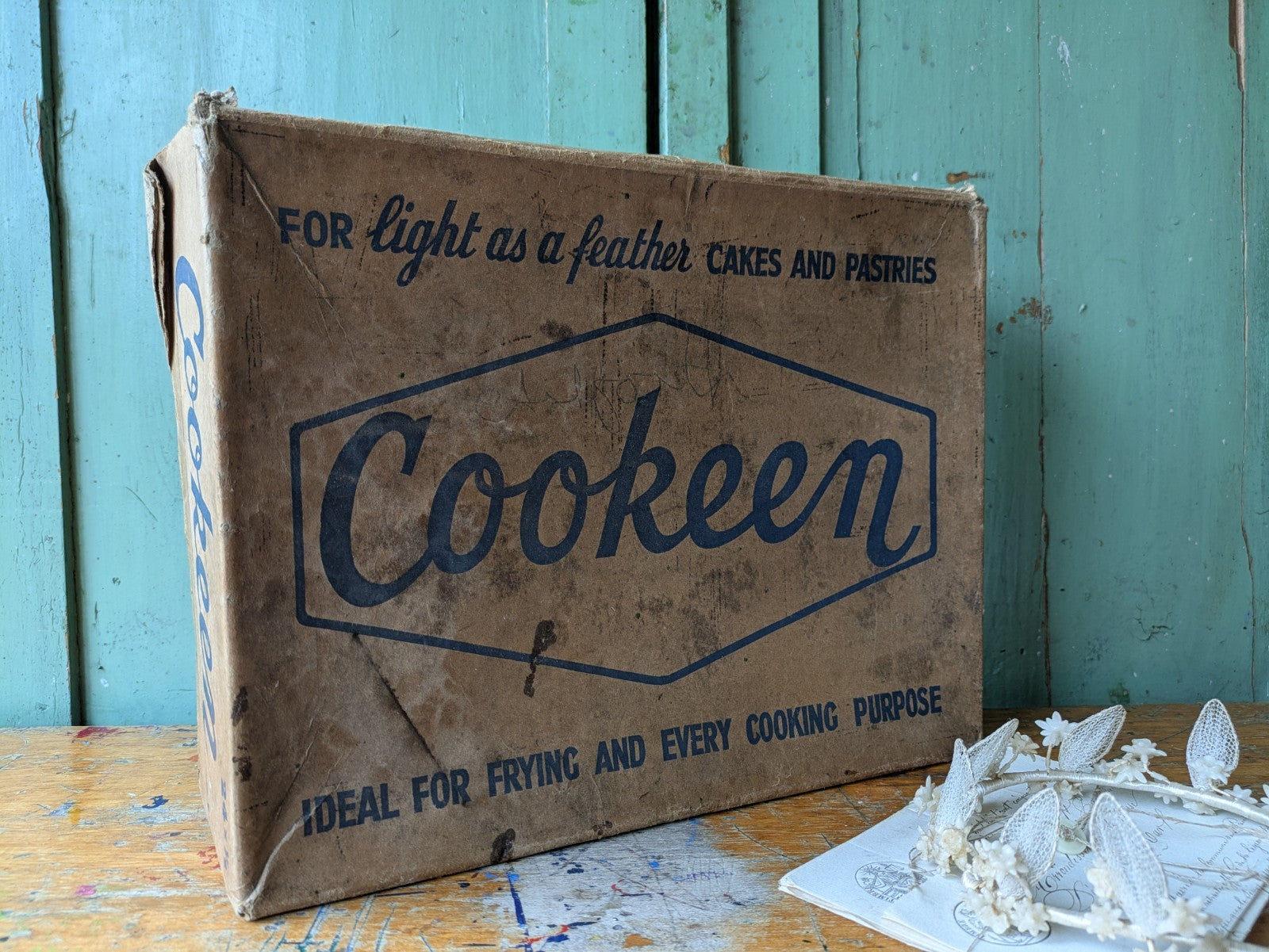 Cookeen Box Vintage Packaging Kitchenalia Food Advertising Cakes Pastries Prop