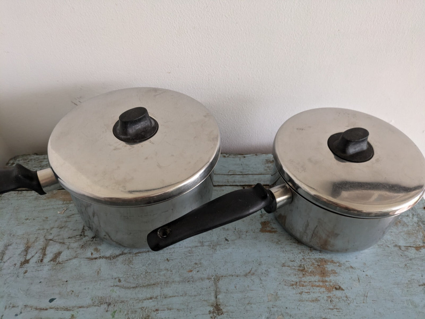 2x Tala Queen Ware Stainless Steel Cookware Stock Pot Saucepan w/lid Pair Prop