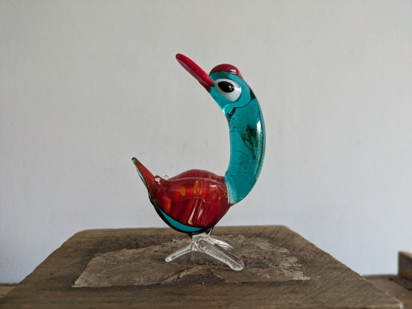 Lampwork Hand Blown Miniature Glass Blue Figurine Duck Swan Geese Bird Vtg Retro
