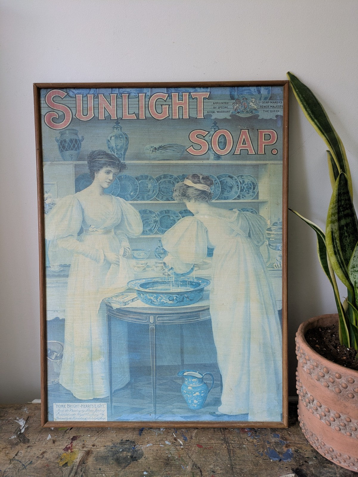 Sunlight Soap vintage 70s Print Framed Women Housework China Washing Advertising