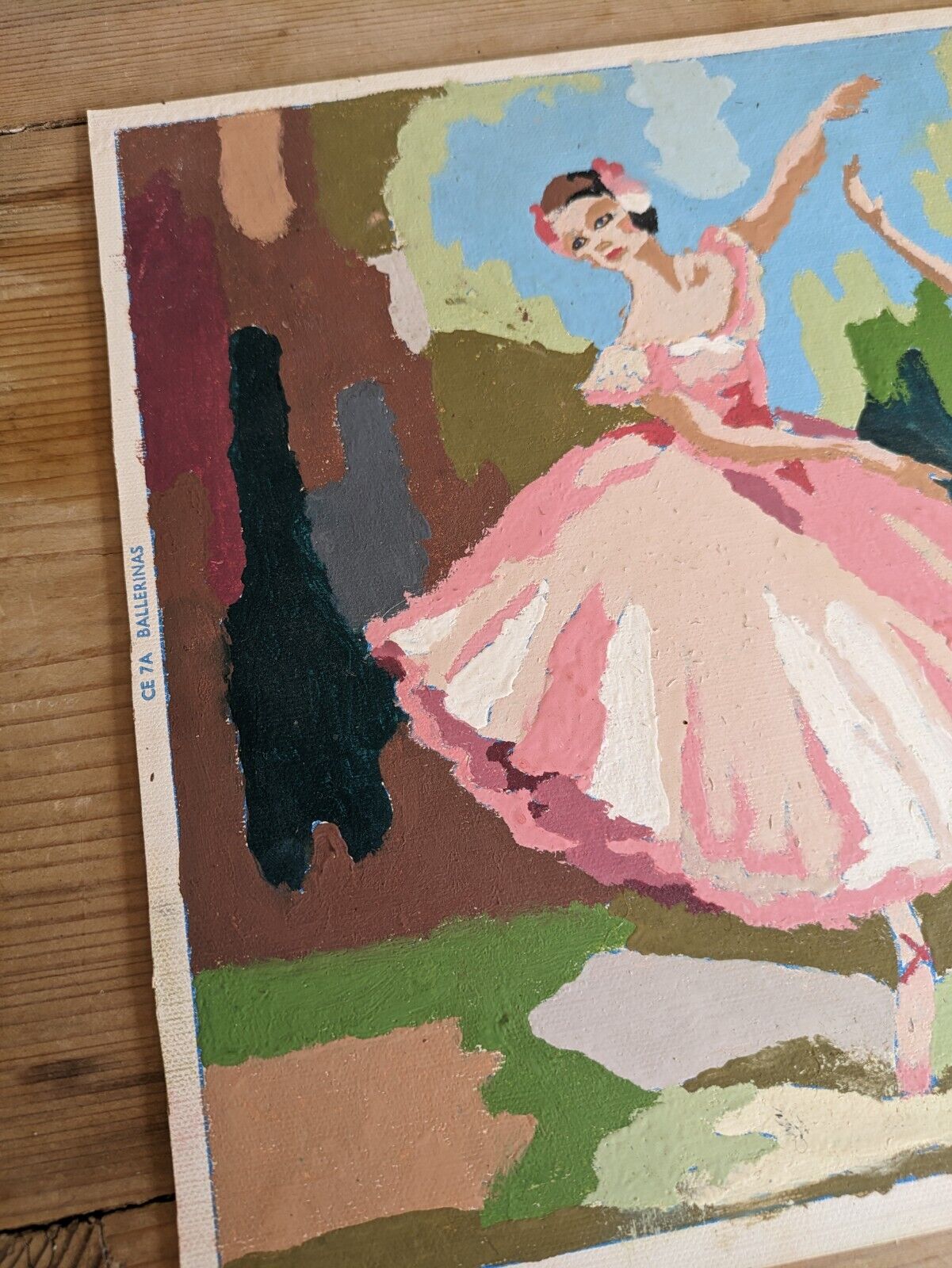 Vintage Mid-Century Paint by Number Ballerina Ballet Picture Framed Kitsch Frame