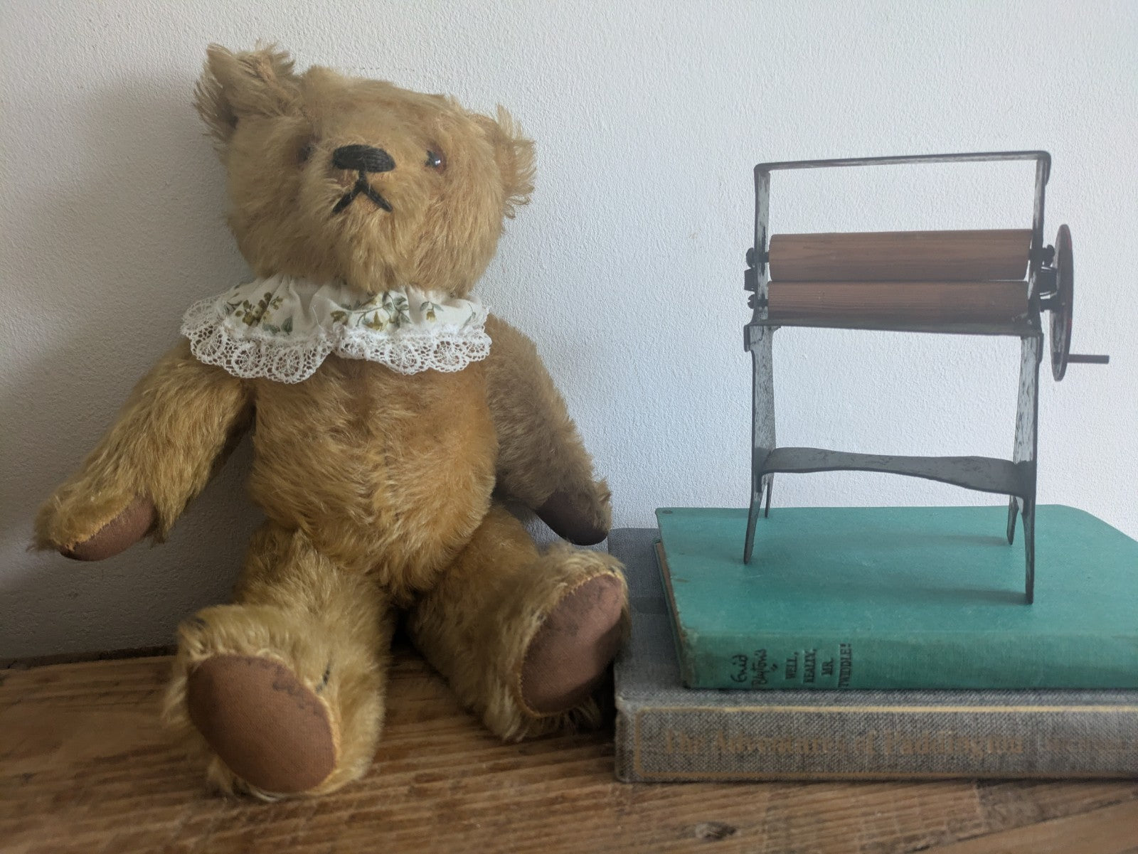 Antique Vtg English Old 1930s Jointed Mohair Teddy Bear Articulated Vgc Cute