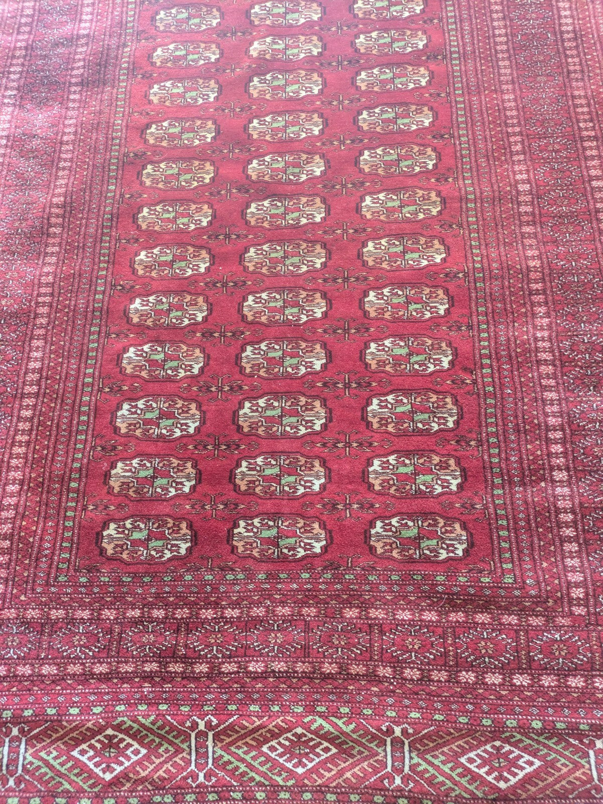 Red Vintage Bokhara Tribal Rug Handmade Afghan Turkmen Mori Gol Oriental Rug Vgc