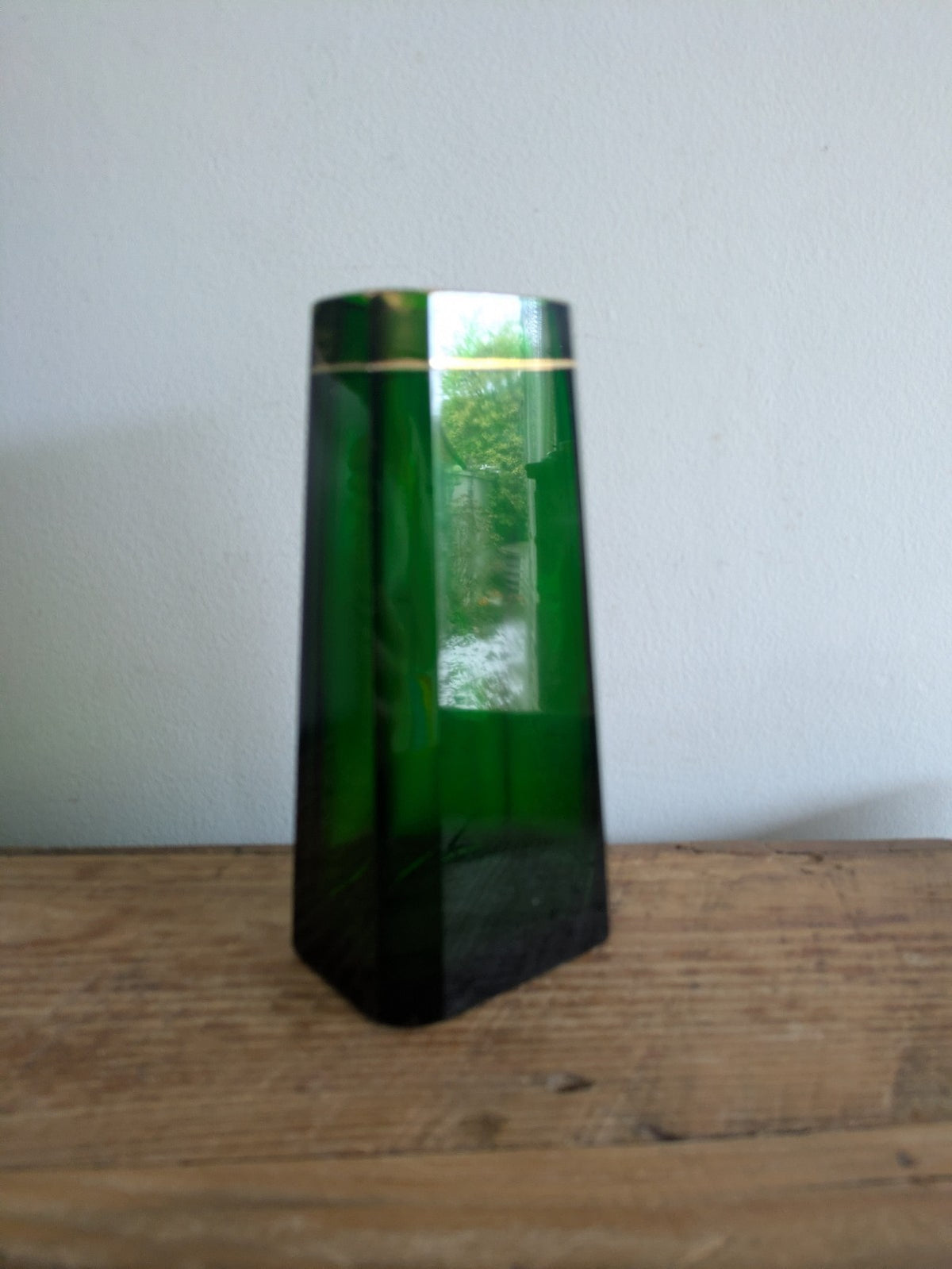 Rare Antique Vase Circa 1900 Claus Josef Riedel Polaun Art Deco Green Gilt Vtg