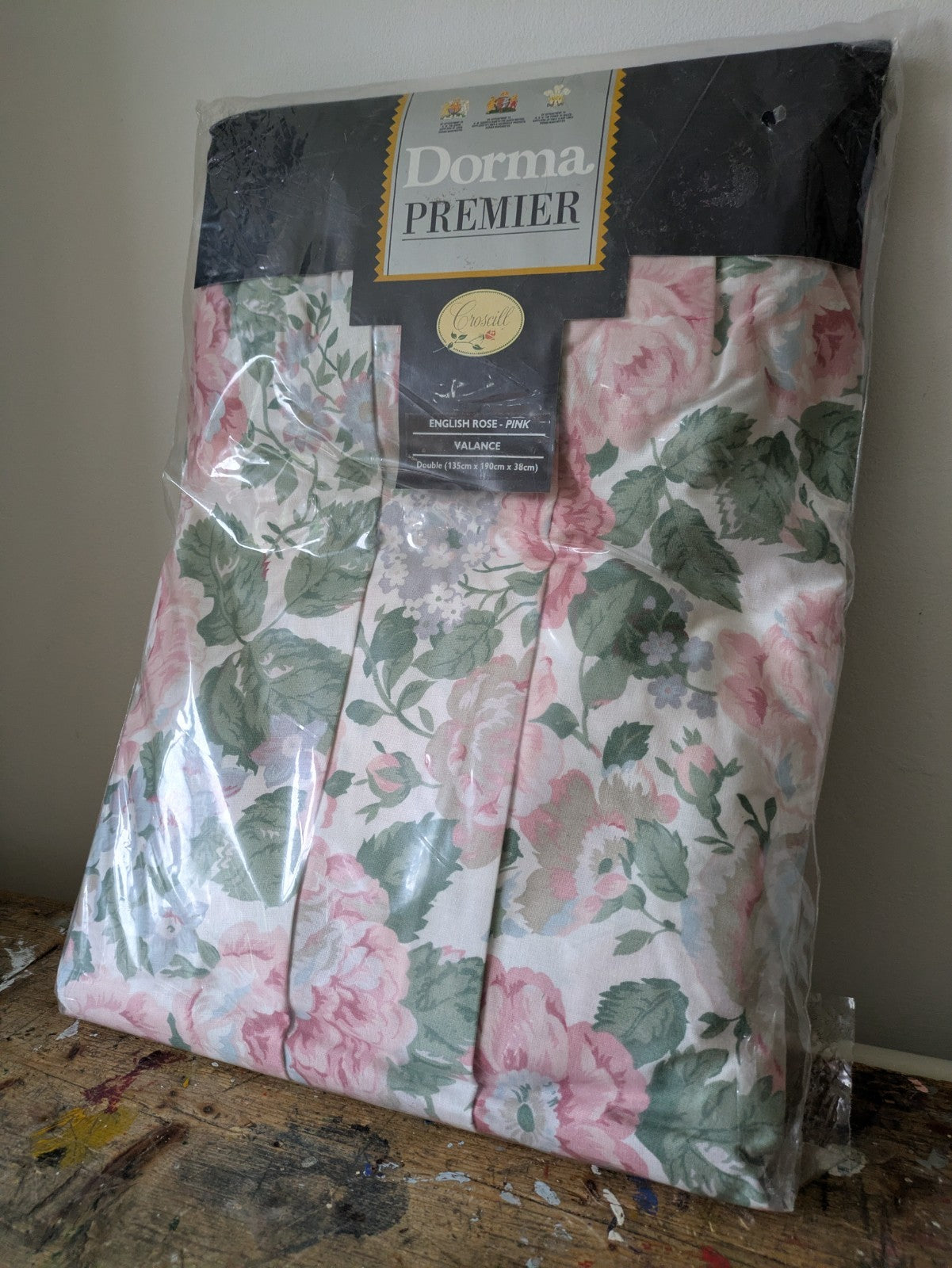 Vintage Dorma Premier Croscill English Rose Ruched Double Valance Sheet BNWT 