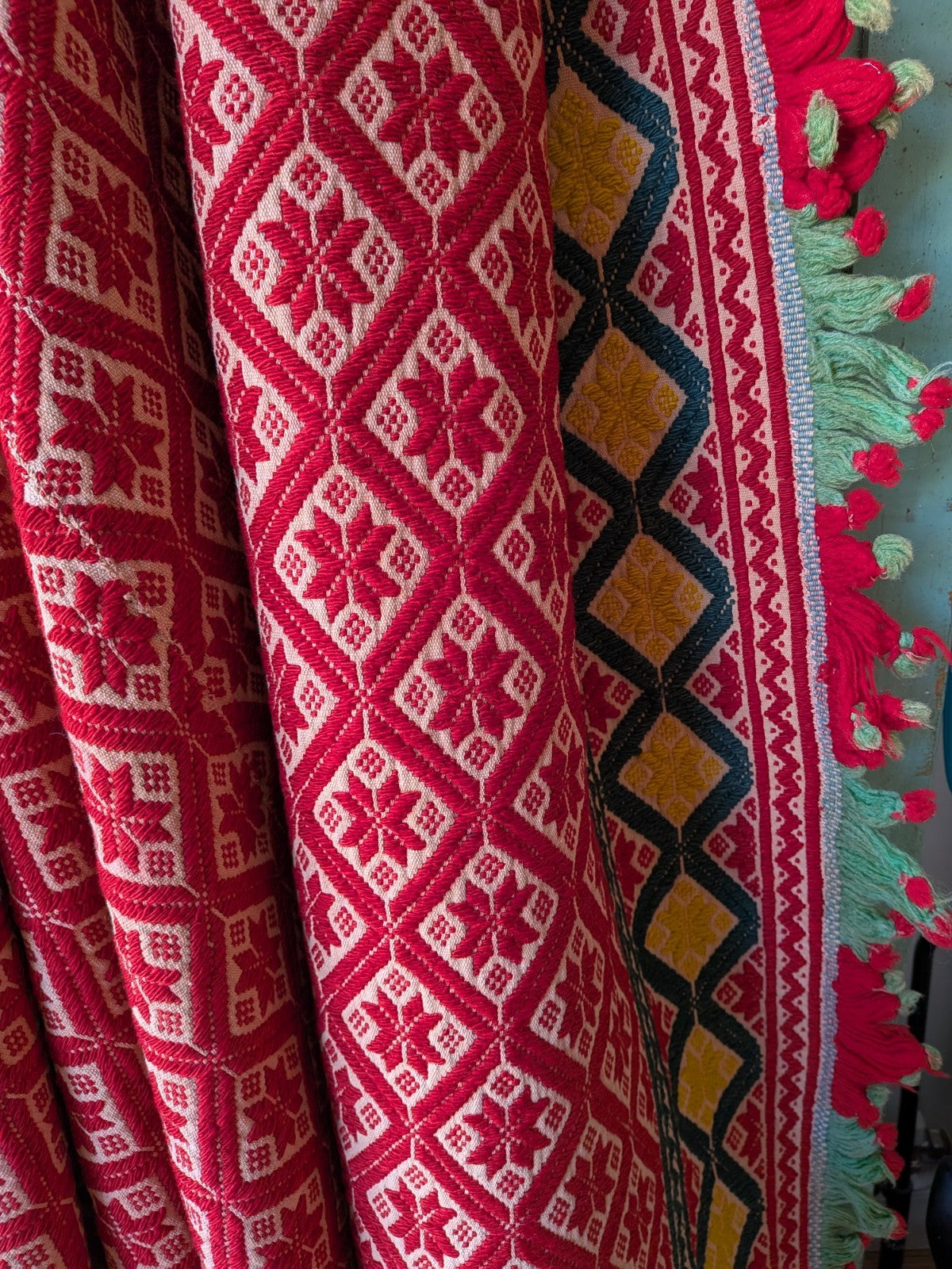 Sindhi Rald Bangladesh Blanket Handmade Woven Vintage Red Patterned Bengal Thick