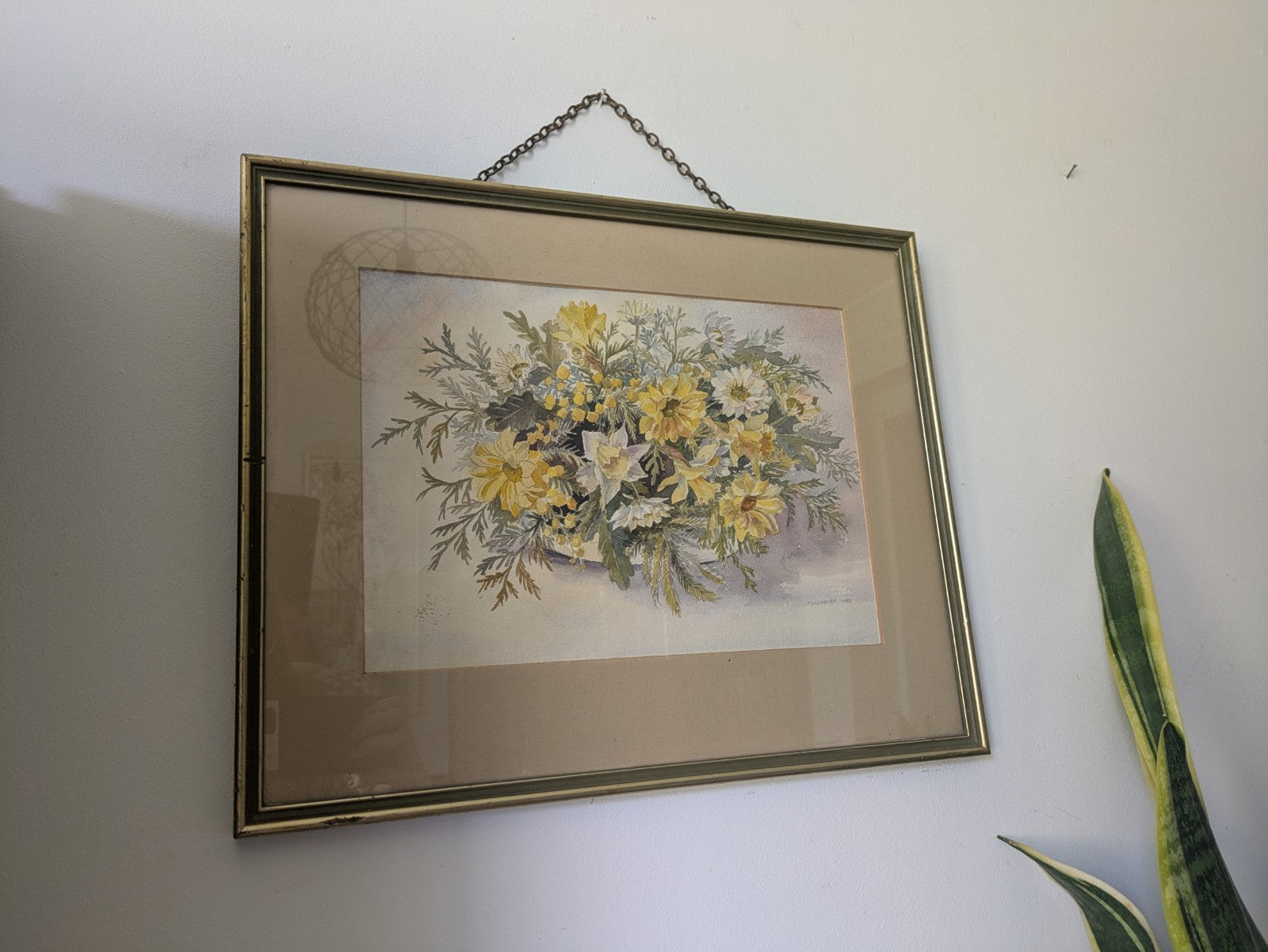 Original Watercolour Painting M W Varley Spring Bouquet Floral Vase Flowers Vgc
