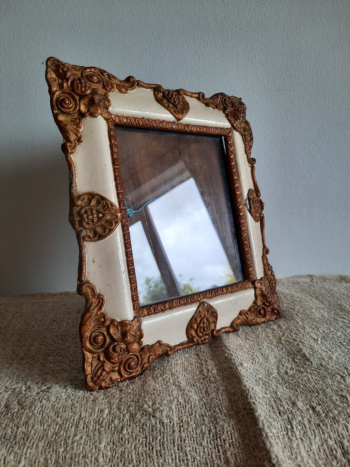 Baroque Rococo Ornate Antique Vintage Picture Frame glass free standing gilt old