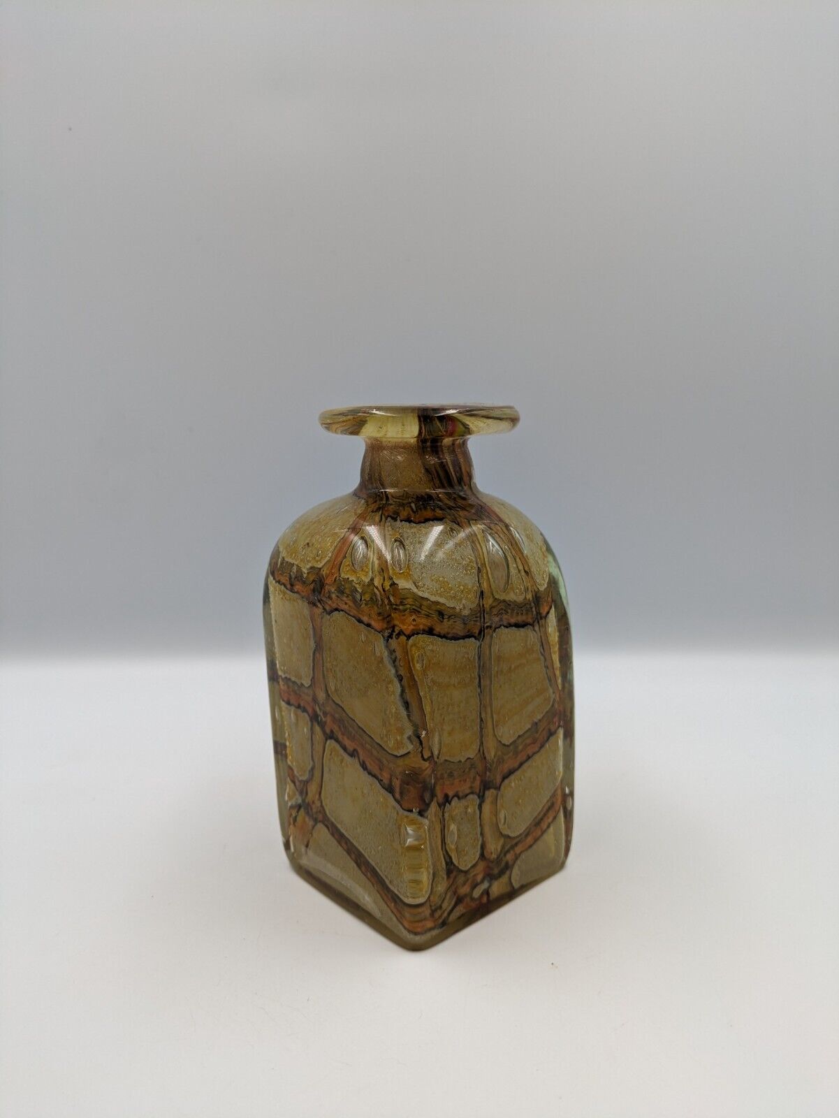 Rare Vtg Mid Cntury Mdina 70s Art Glass Bottle Mdg Vase Earthtones Vicente Boffo