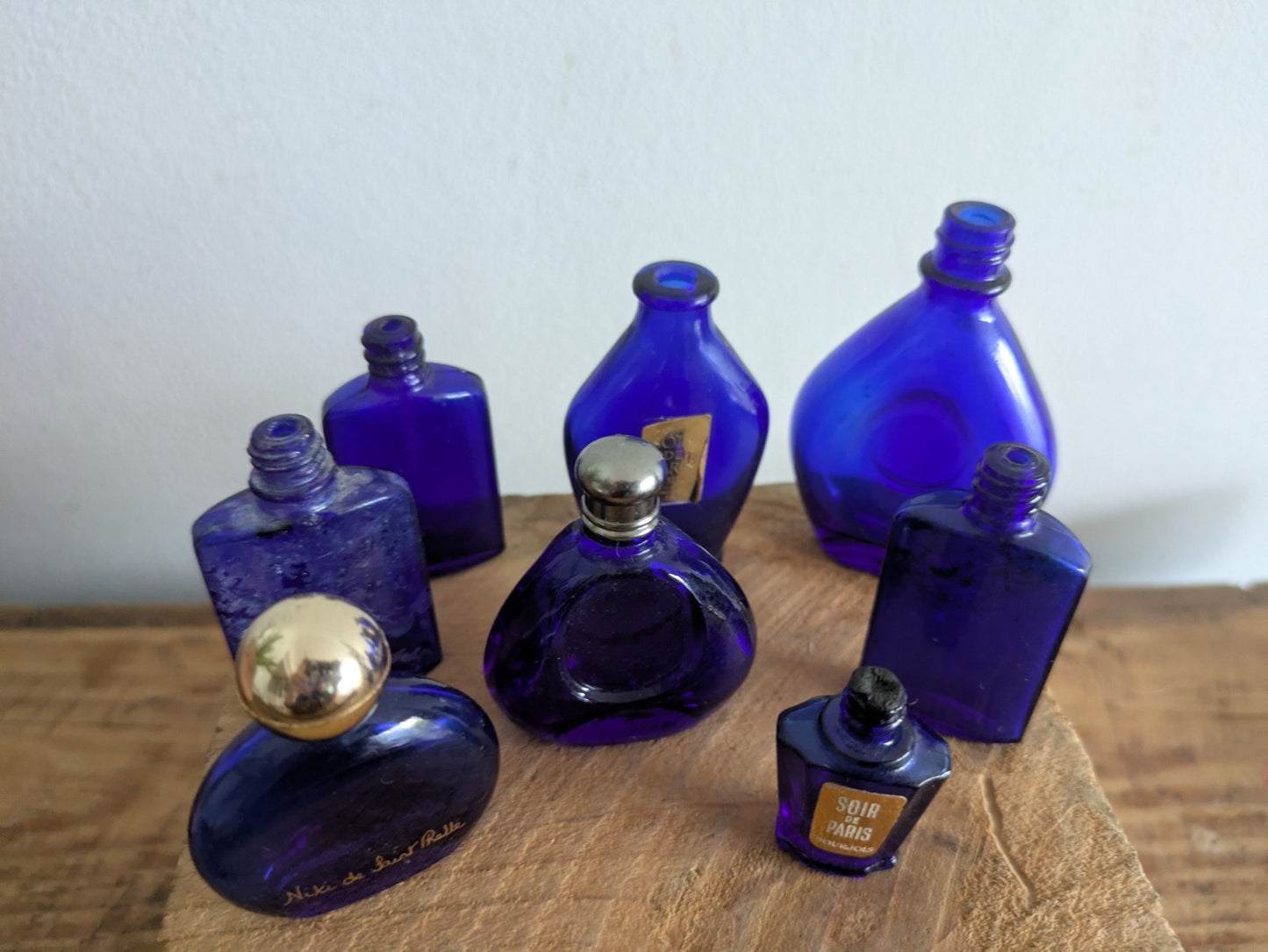 8x Niki de Saint Phalle Perfume Bottle Vtg Cobalt Blue Bourjois Soir de Paris 