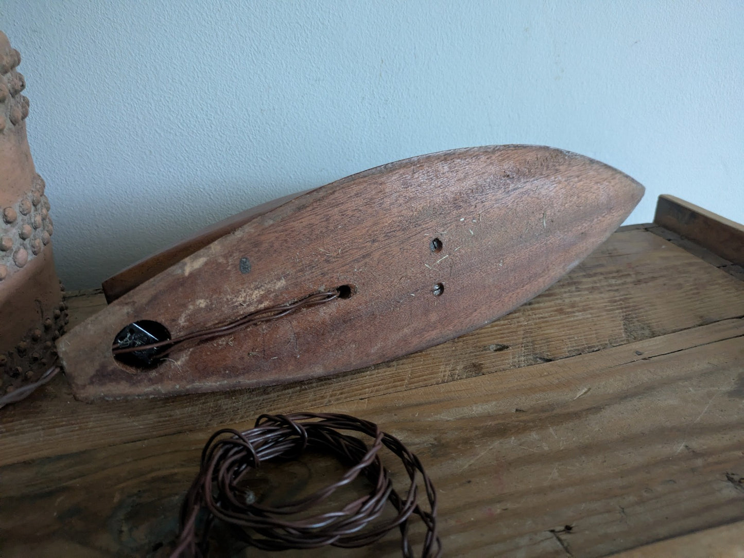 1960s Wooden Boat Table Lamp Base Retro Mid Century Teak Prop Rewire Project Vtg