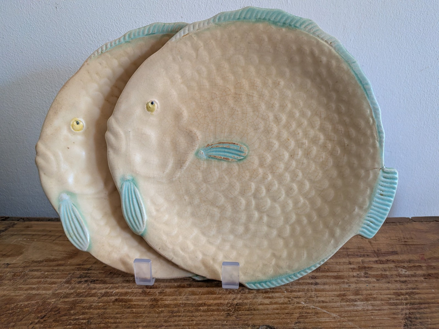 2x Shorter & Son Ltd Fish Shaped Ceramic Plates Set Tableware Clarice Cliff