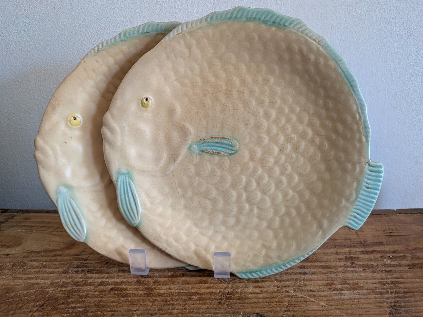 2x Shorter & Son Ltd Fish Shaped Ceramic Plates Set Tableware Clarice Cliff