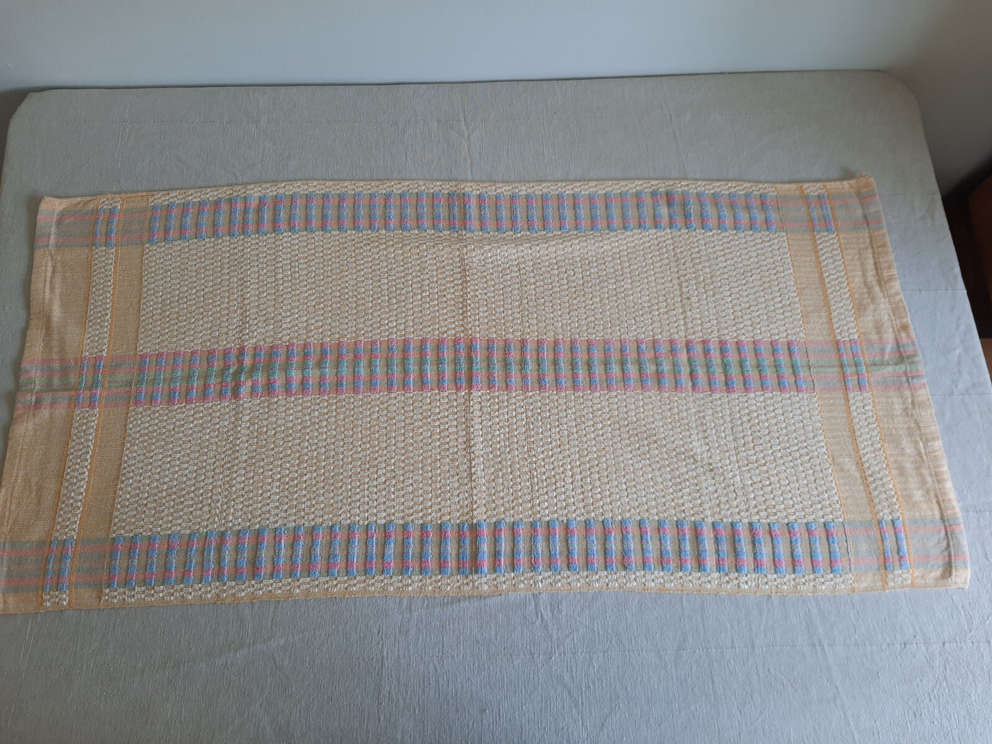 1 Vintage Towel Pink Yellow Retro Hand bathroom prop Midcentury Cotton Check