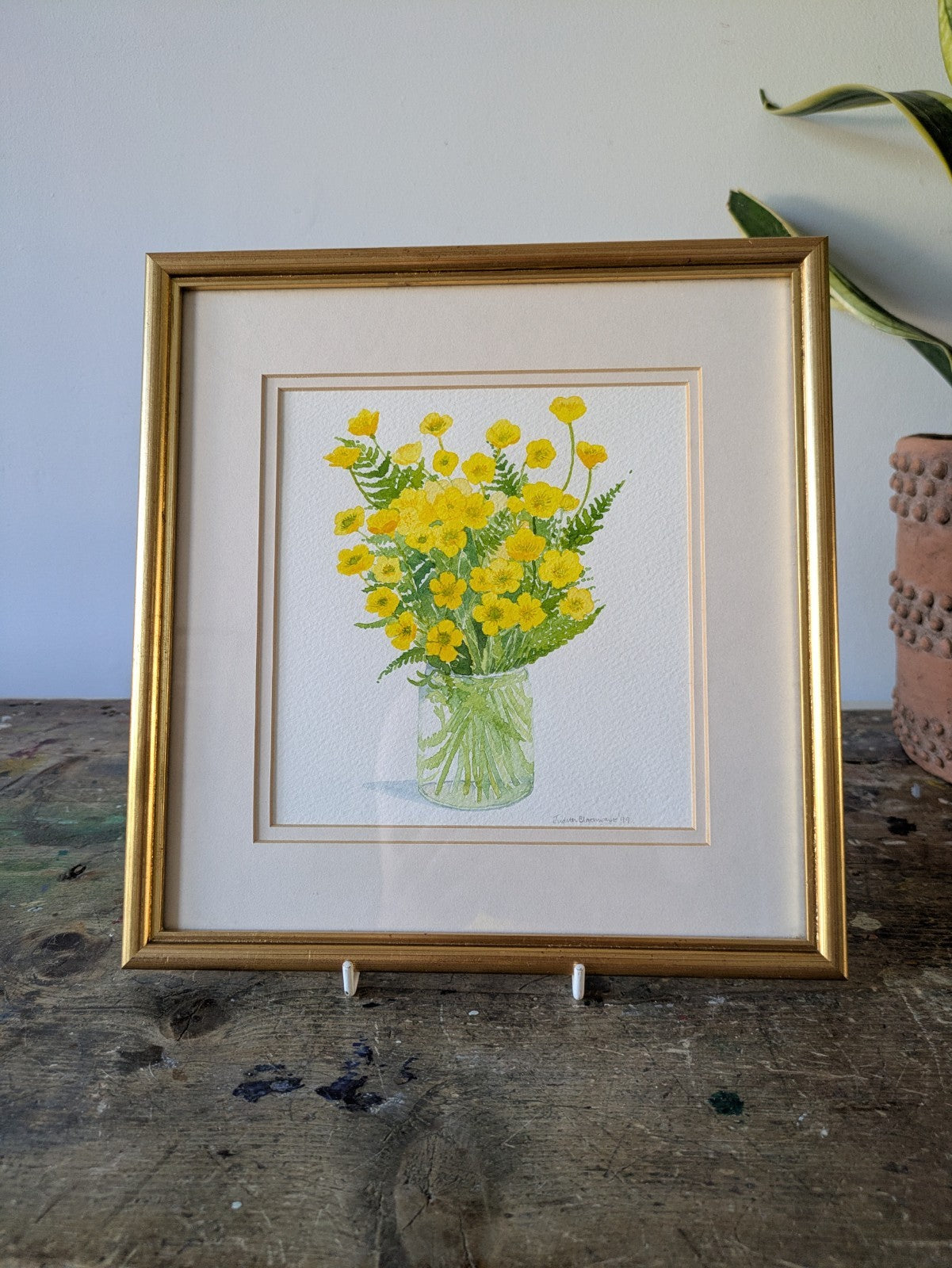 Original Watercolour Painting Judith Blathwayt Spring Buttercups Floral Flowers