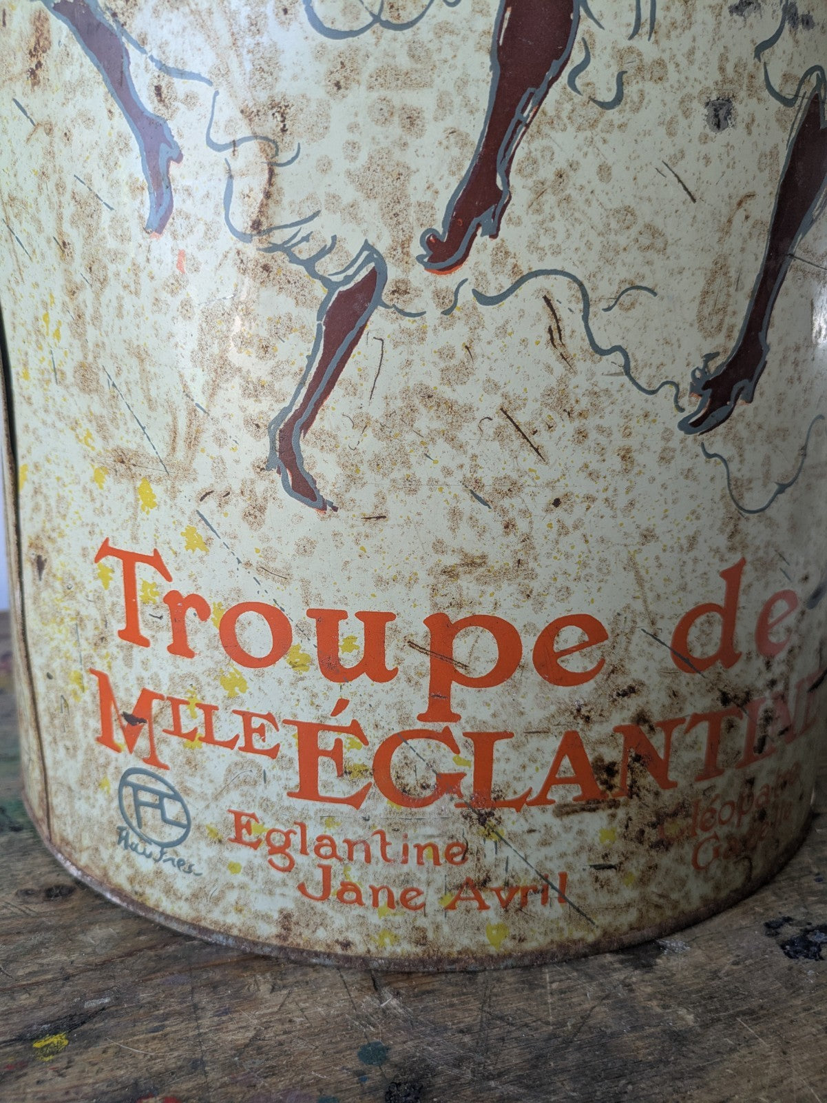 Vtg Sherry Lehmann Metal Tin Troupe De Mille Eglantine Le Can Toulouse Lautrec