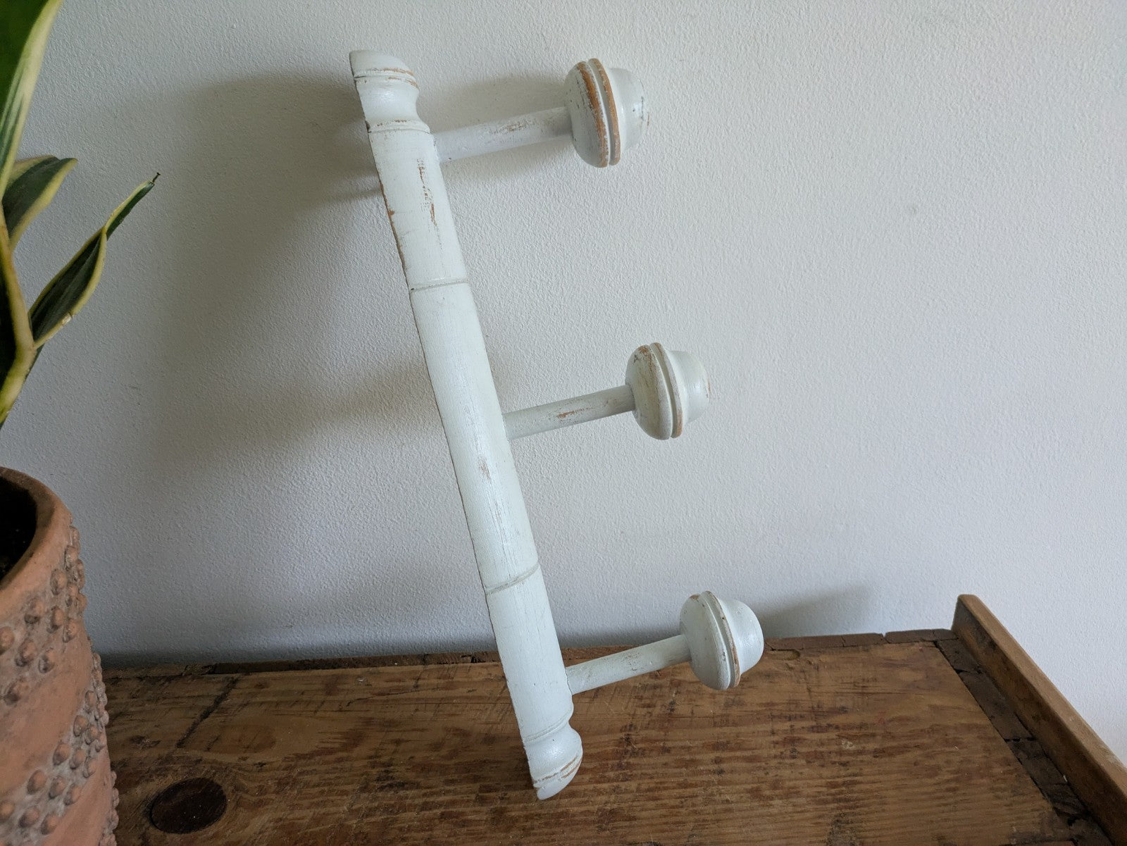 Vintage French Industrial Hat Hooks Coat Rack Hook 1930s Wooden Wood Wall Prop