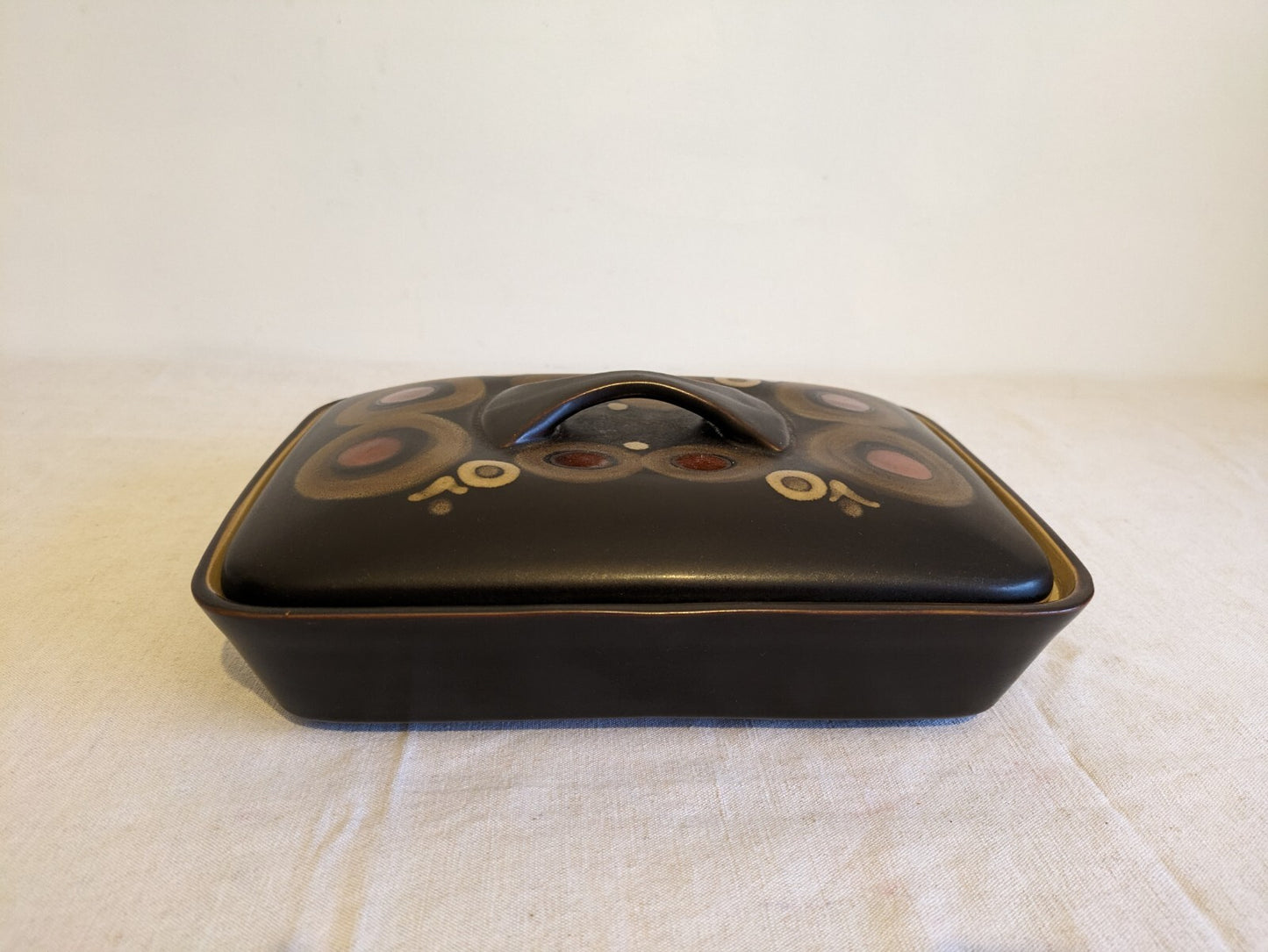 1x LARGE DENBY ARABESQUE 70s CASSEROLE SPLIT SERVING DISH 60S SMARKAND POTTERY
