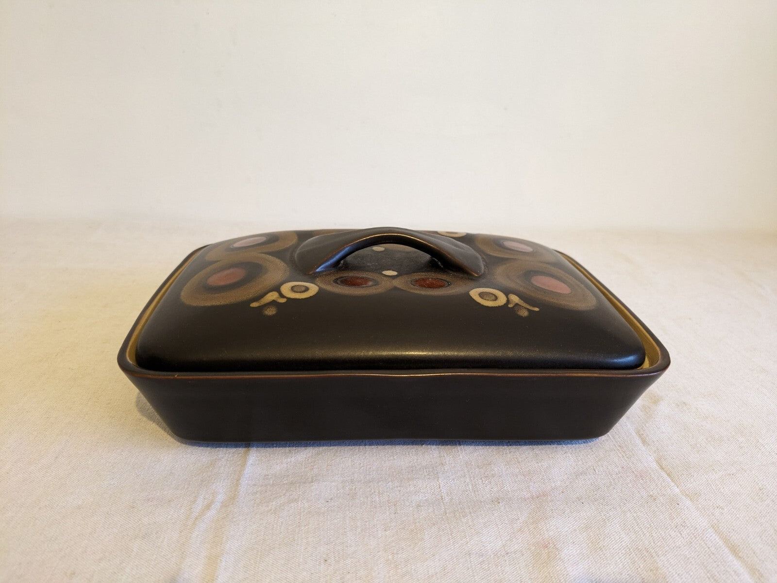1x LARGE DENBY ARABESQUE 70s CASSEROLE SPLIT SERVING DISH 60S SMARKAND POTTERY