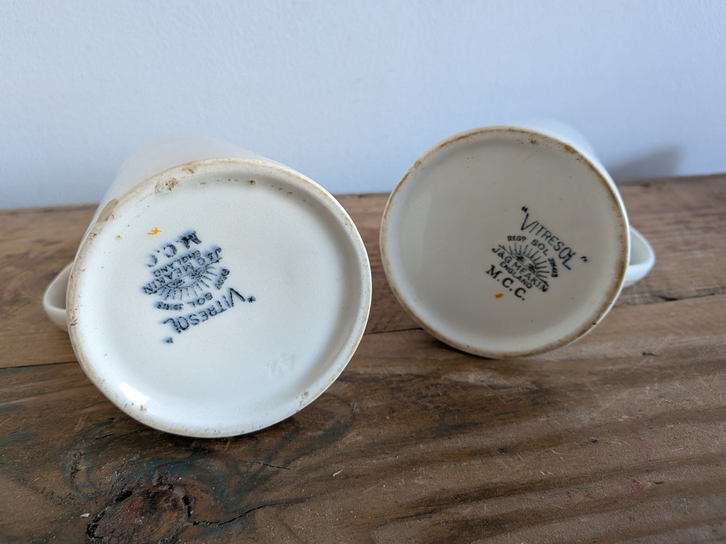 Vintage Pair J & G Meakin SOL Jug England Half Pint Small Kitchen Creamer Milk