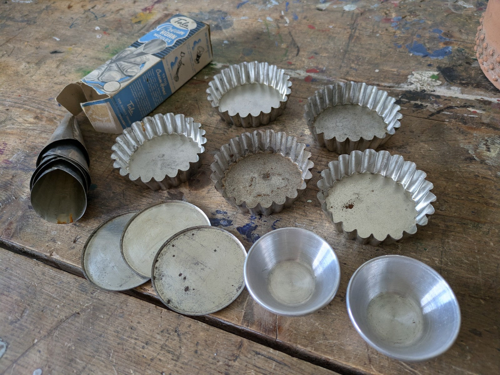 Vintage Set Aluminium Individual Tart Baking Tins / Moulds Tala Cream Horn Cones