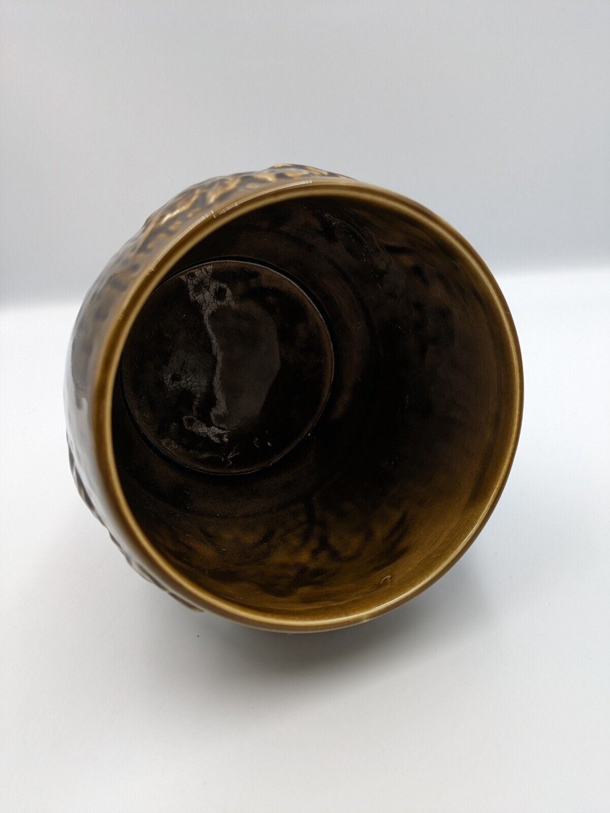 Sylvac 4006 Autumn Leaves Vase, retro, vintage, shabby chic Maple Brown Round 