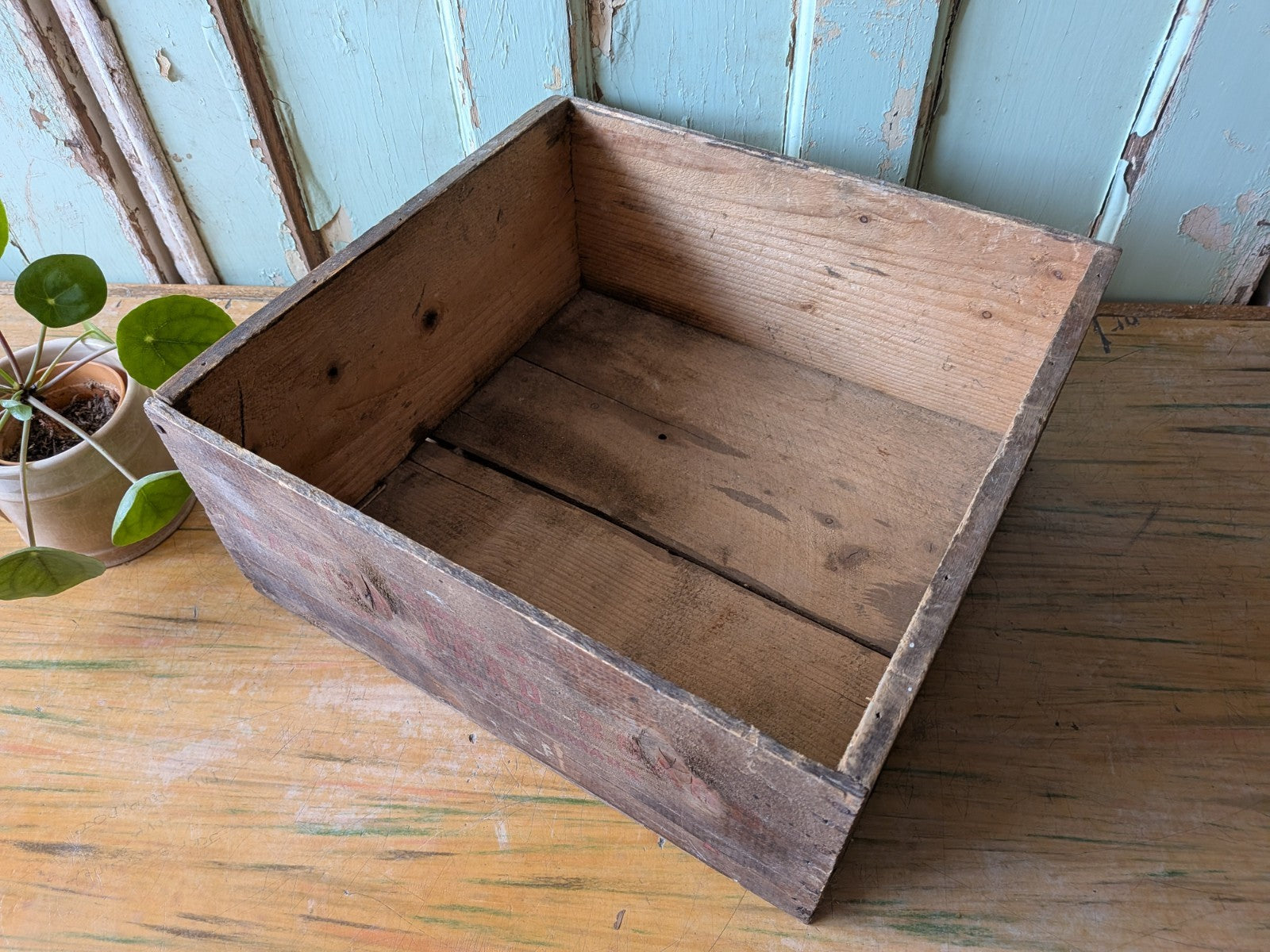 Vintage Danish Lard Board Wooden Box  Crate Storage Prop Kitchen Advertising 